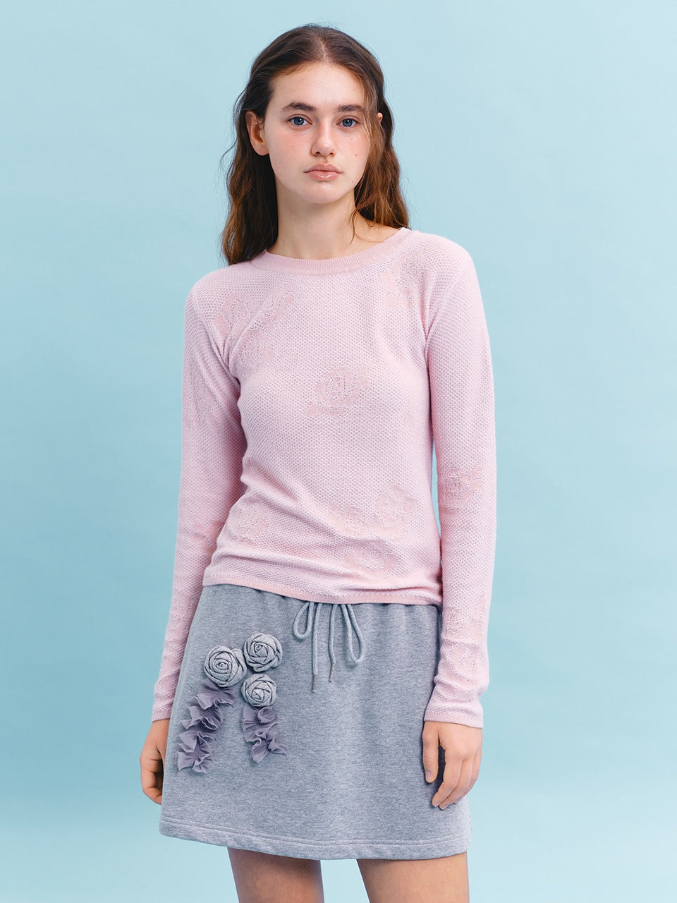 Margarin Fingers - Rose Jacquard Knit (Pink) product image 1 | TRAB K-Fashion Australia