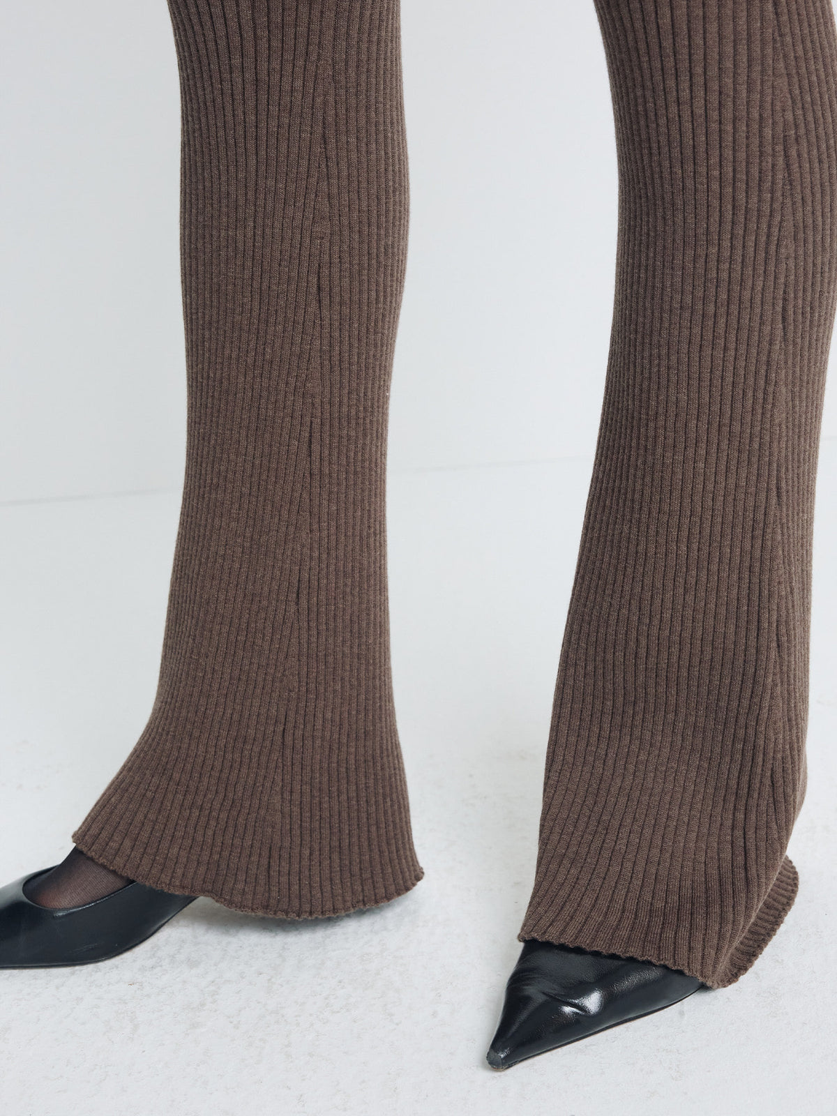 Tonywack - Superfine Merino Wool Rib Flared Pants (Brown) product image 8 | TRAB K-Fashion Australia