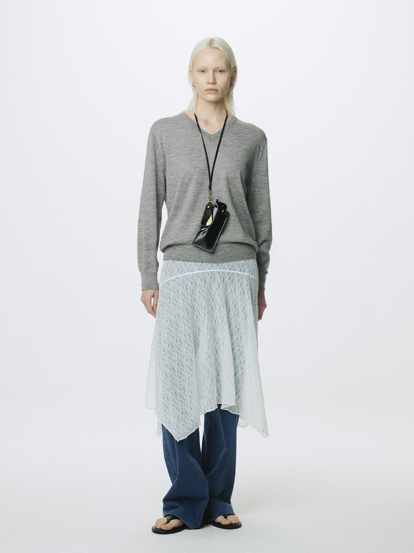 Tonywack - Airy Cashmere V-Neck (Melange Grey) product image 1 | TRAB K-Fashion Australia