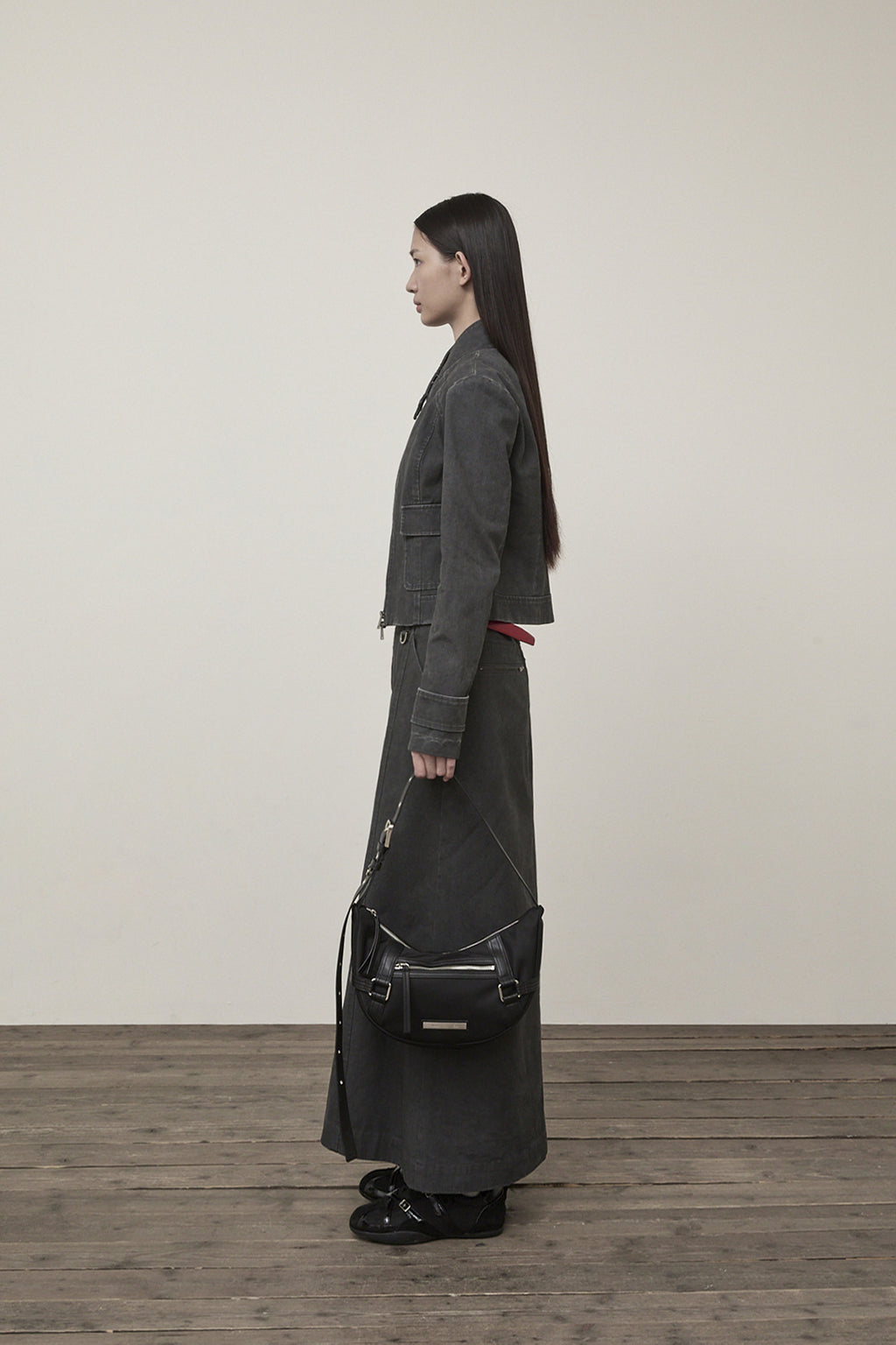 Matin Kim - Washed Slim Biker Jumper (Charcoal) product image 6 | TRAB K-Fashion Australia