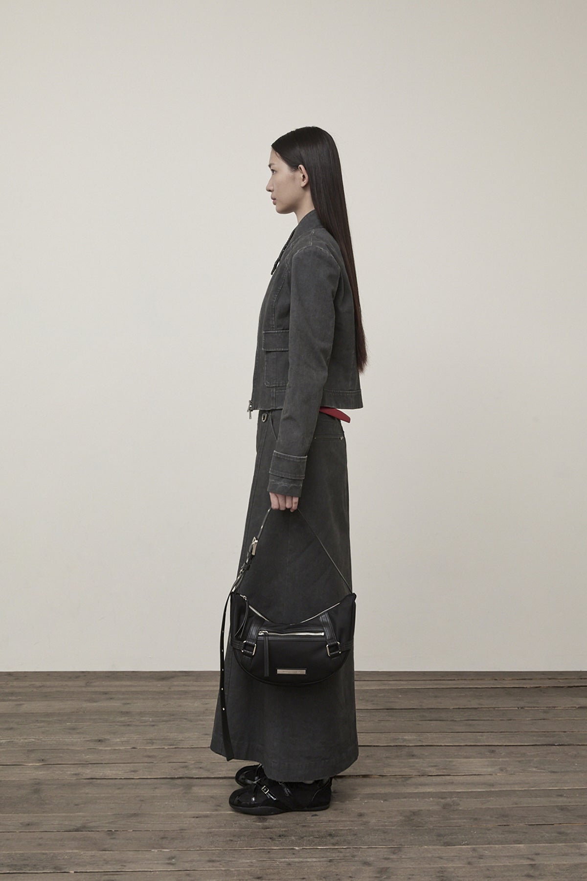 Matin Kim - Washed Slim Biker Jumper (Charcoal) product image 6 | TRAB K-Fashion Australia