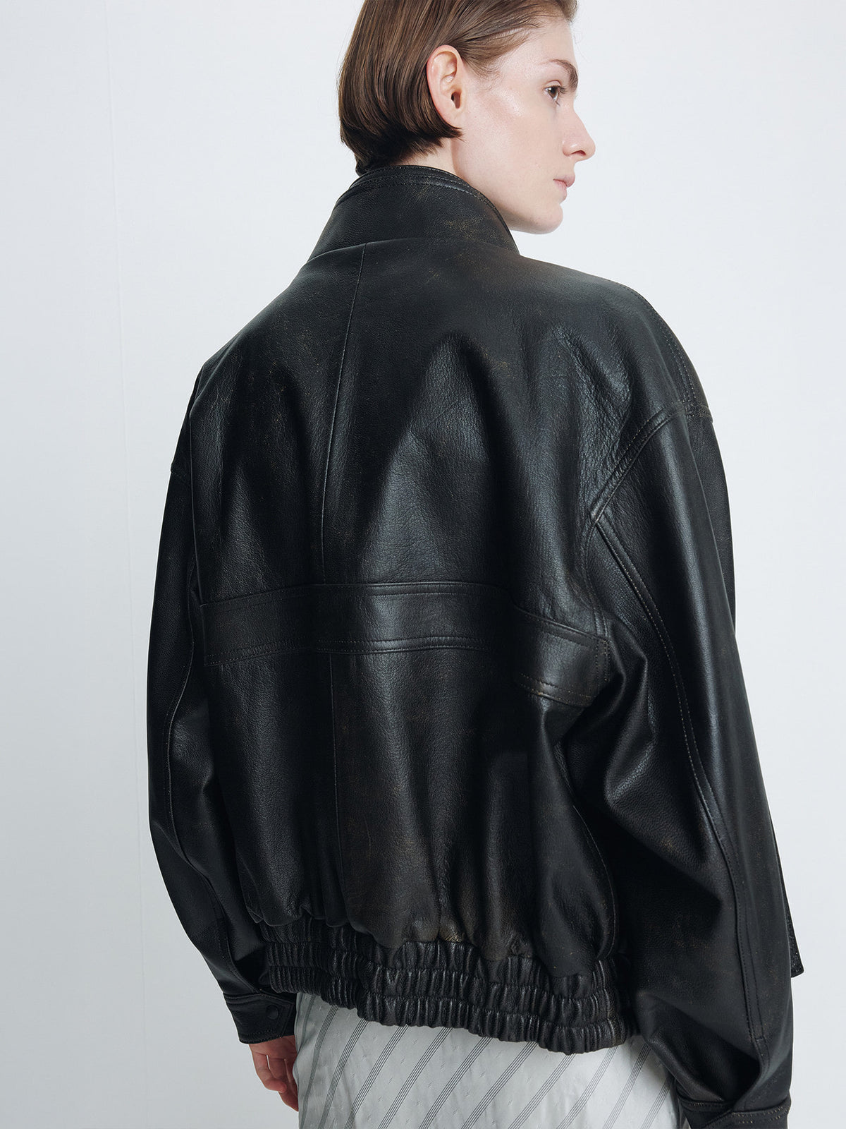 Tonywack - Vintage Grained Goat Leather Bomber Jacket (Vintage Brown) product image 6 | TRAB K-Fashion Australia