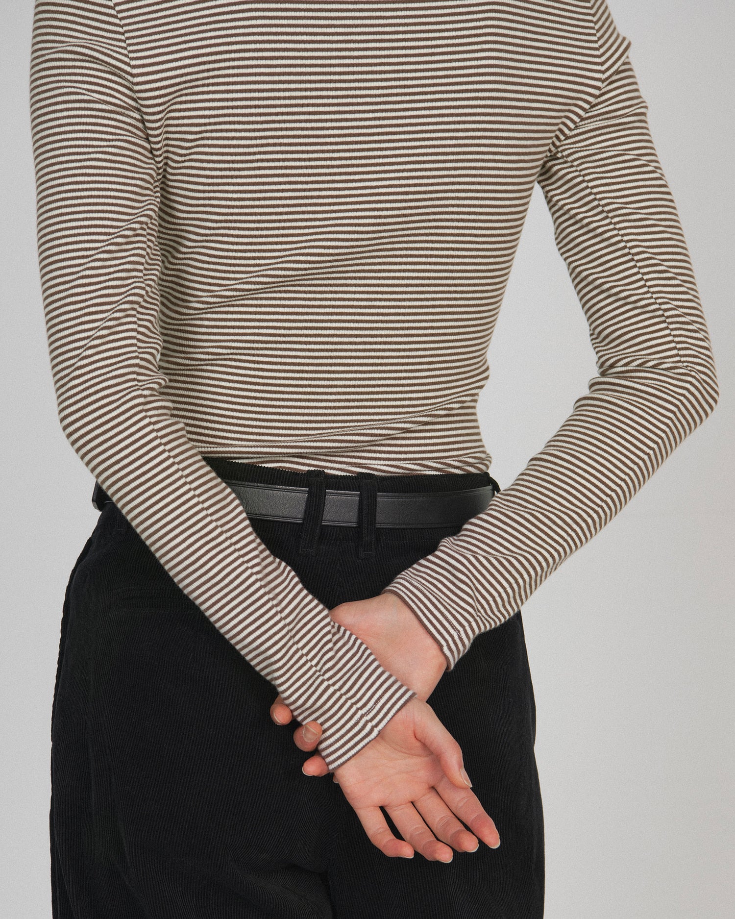 Brownyard - Henley Neck Long Sleeve (Brown Stripe) product image 3 | TRAB K-Fashion Australia