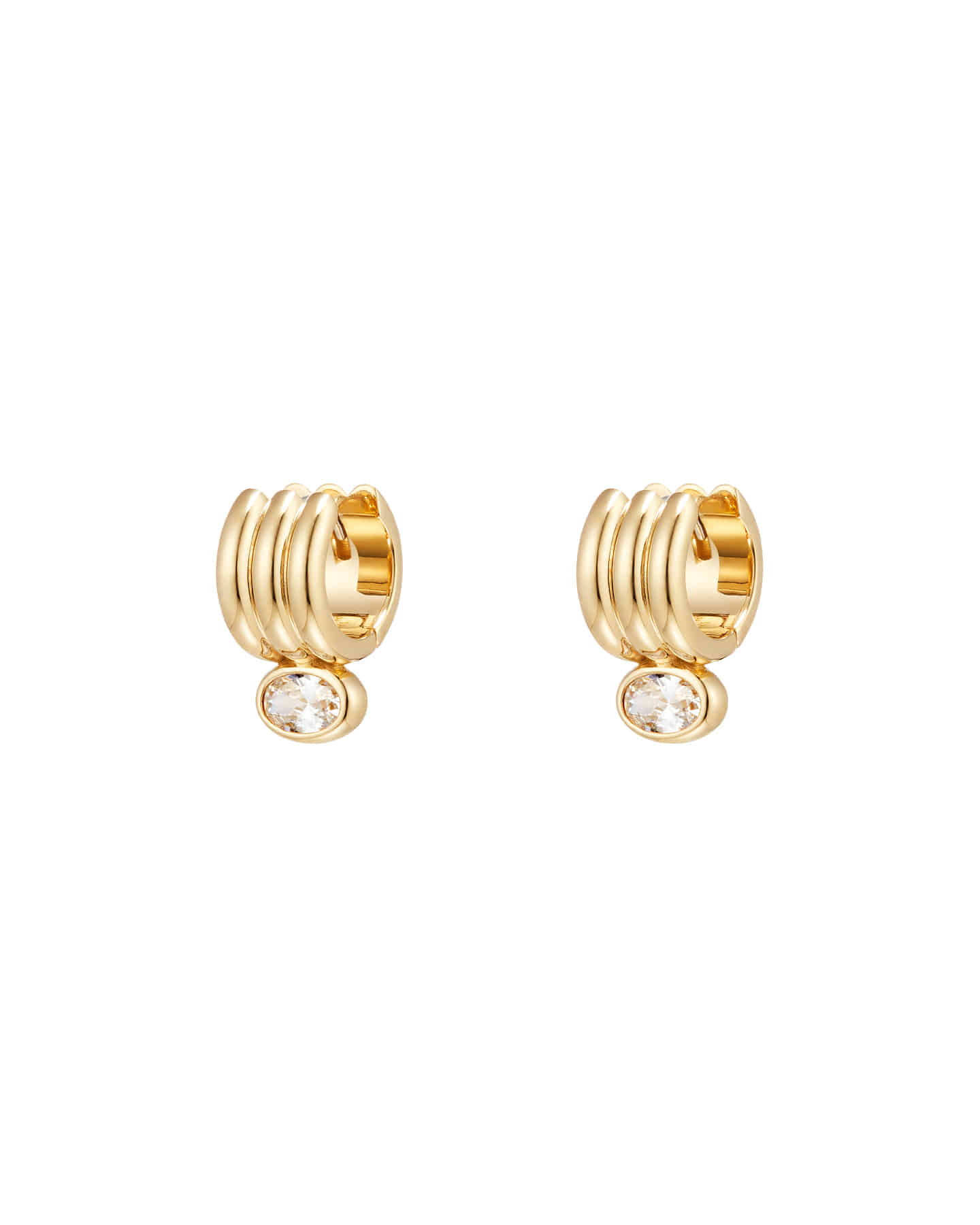 Numbering - Triple Pipe Bezel Stone Drop Hoop Earrings #3303 product image 5 | TRAB K-Fashion Australia