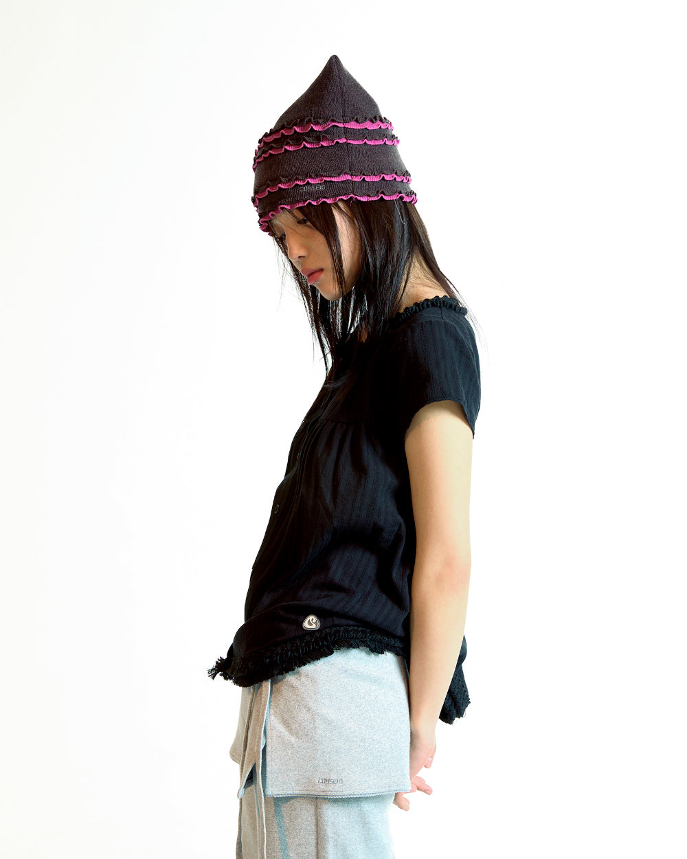 Coyseio - Fringe Shirring Blouse (Black) product image 7 | TRAB K-Fashion Australia