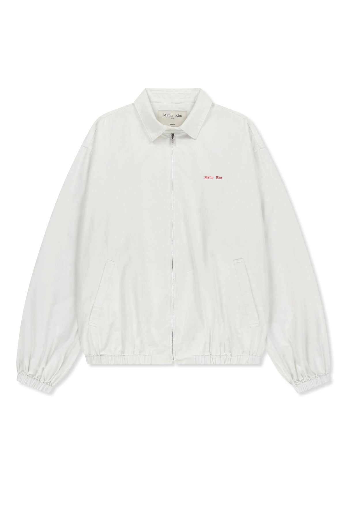 Matin Kim - Small Logo Cotton Zip Up Jumper (White) product image 1 | TRAB K-Fashion Australia