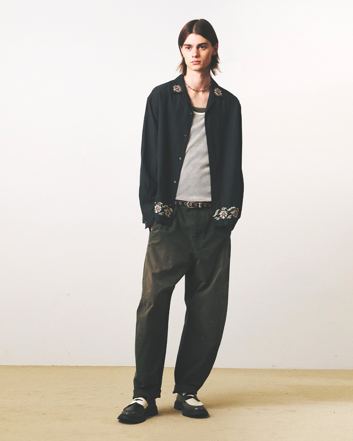 Eastlogue - Breezy Embroidered Shirts (Charcoal) product image 1 | TRAB K-Fashion Australia