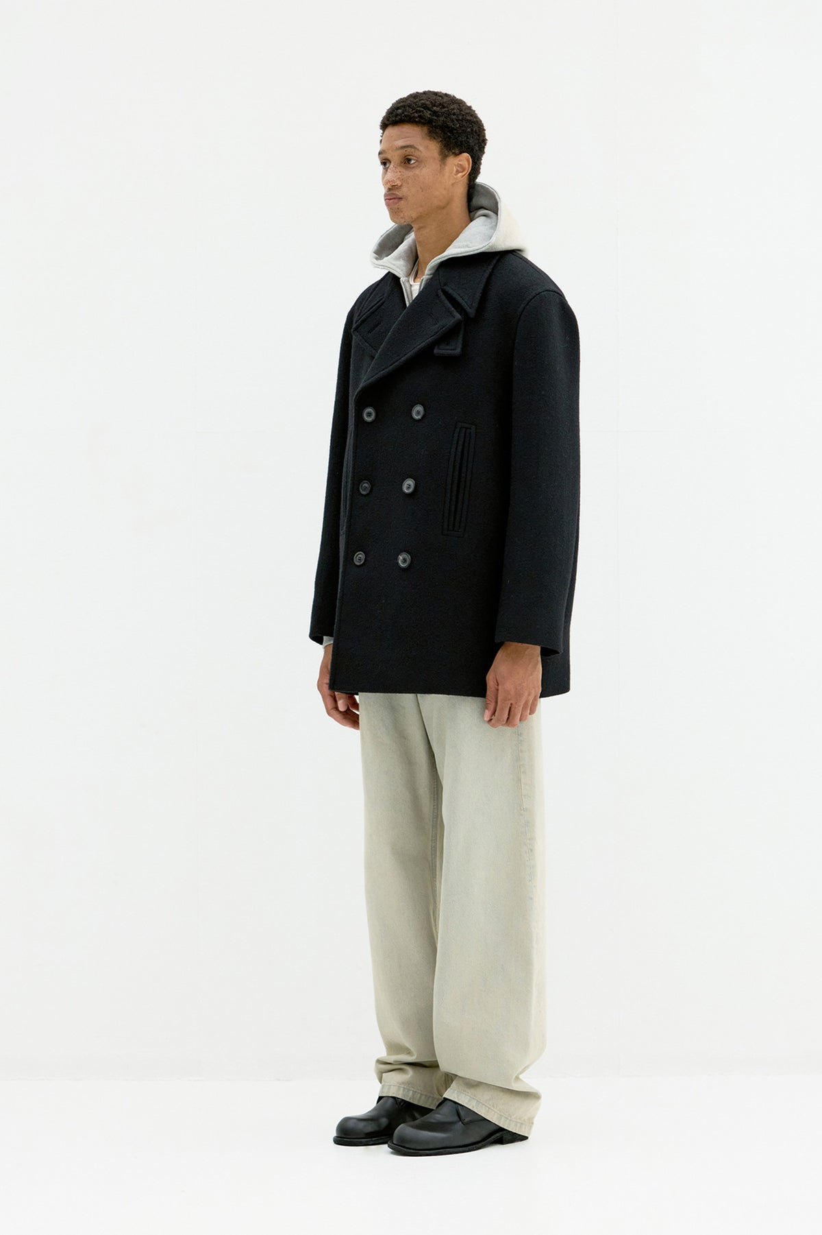 Coor - Wool Double Breasted Pea Coat (Black) product image 3 | TRAB K-Fashion Australia