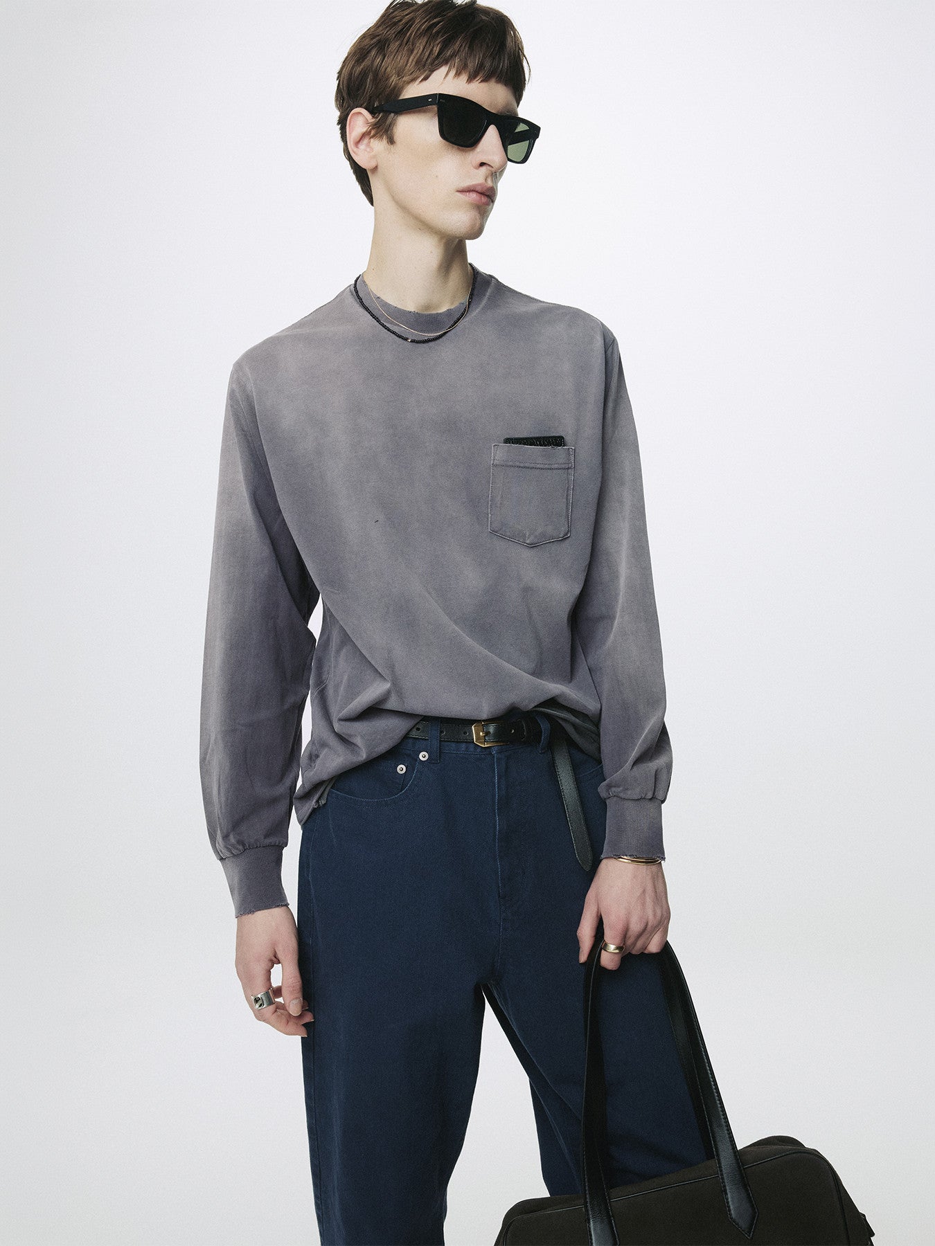 Tonywack - Garment Dyed Long Sleeve Crew (Smoke Grey) product image 5 | TRAB K-Fashion Australia