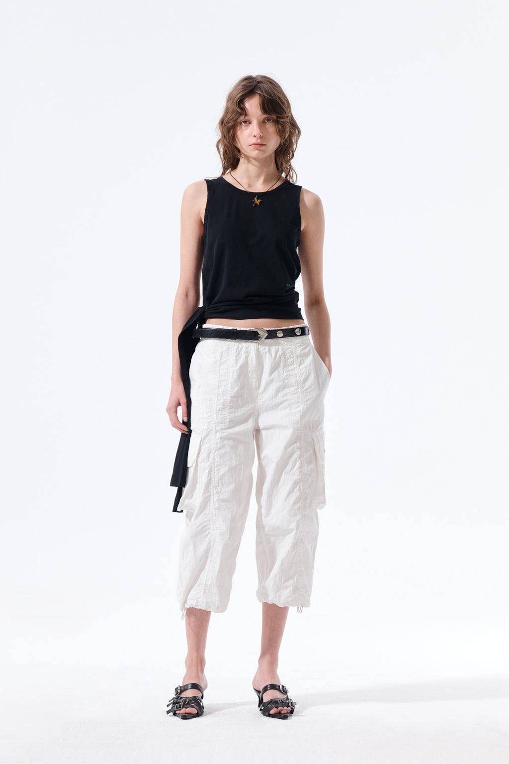 Matin Kim - Hem Tie Detail Sleeveless Top (Black) product image 10 | TRAB K-Fashion Australia
