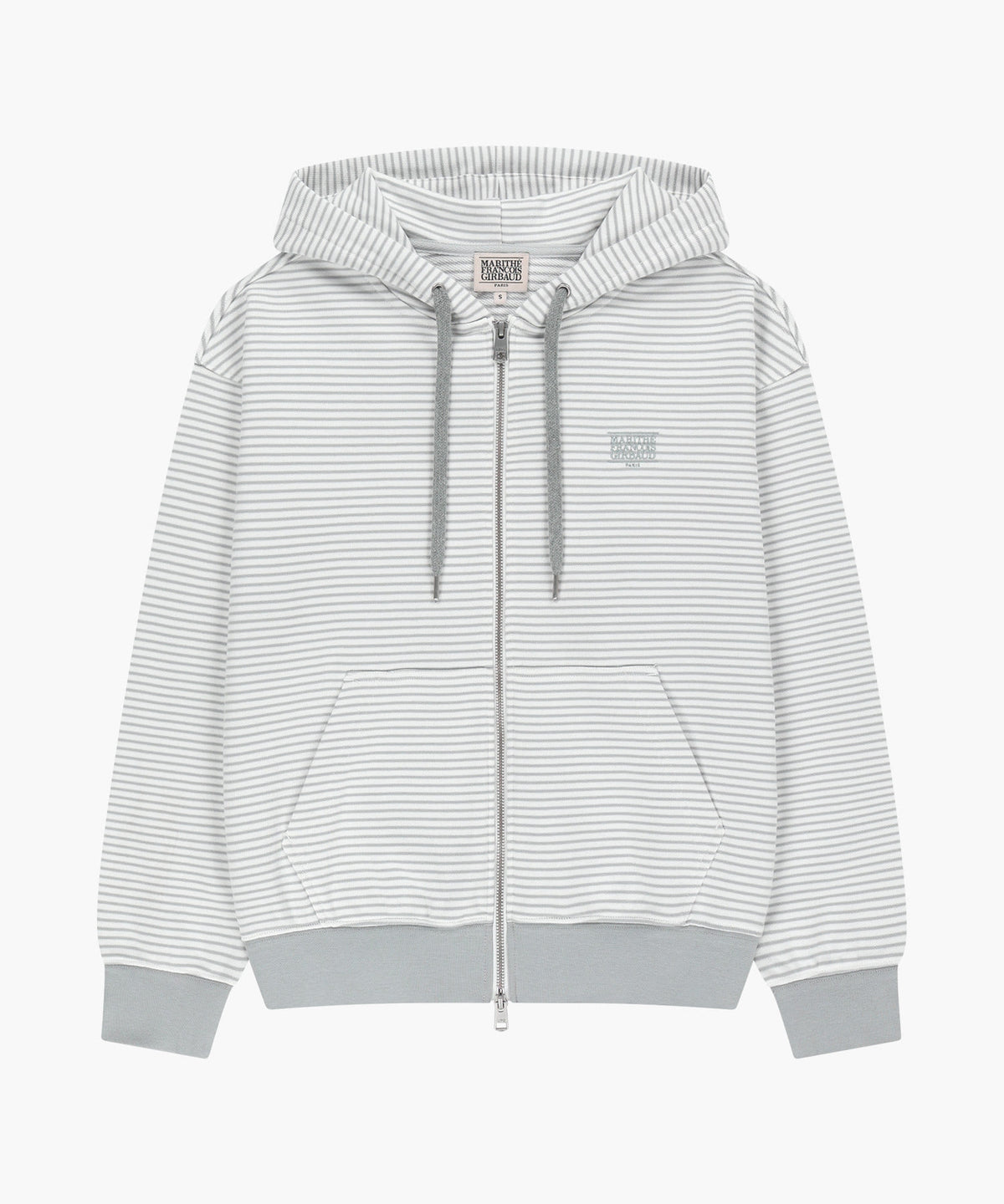Marithe & Francois Girbaud - Small Classic Logo Stripe Oversized Hoodie Zipup (Light Gray) product image 5 | TRAB K-Fashion Australia