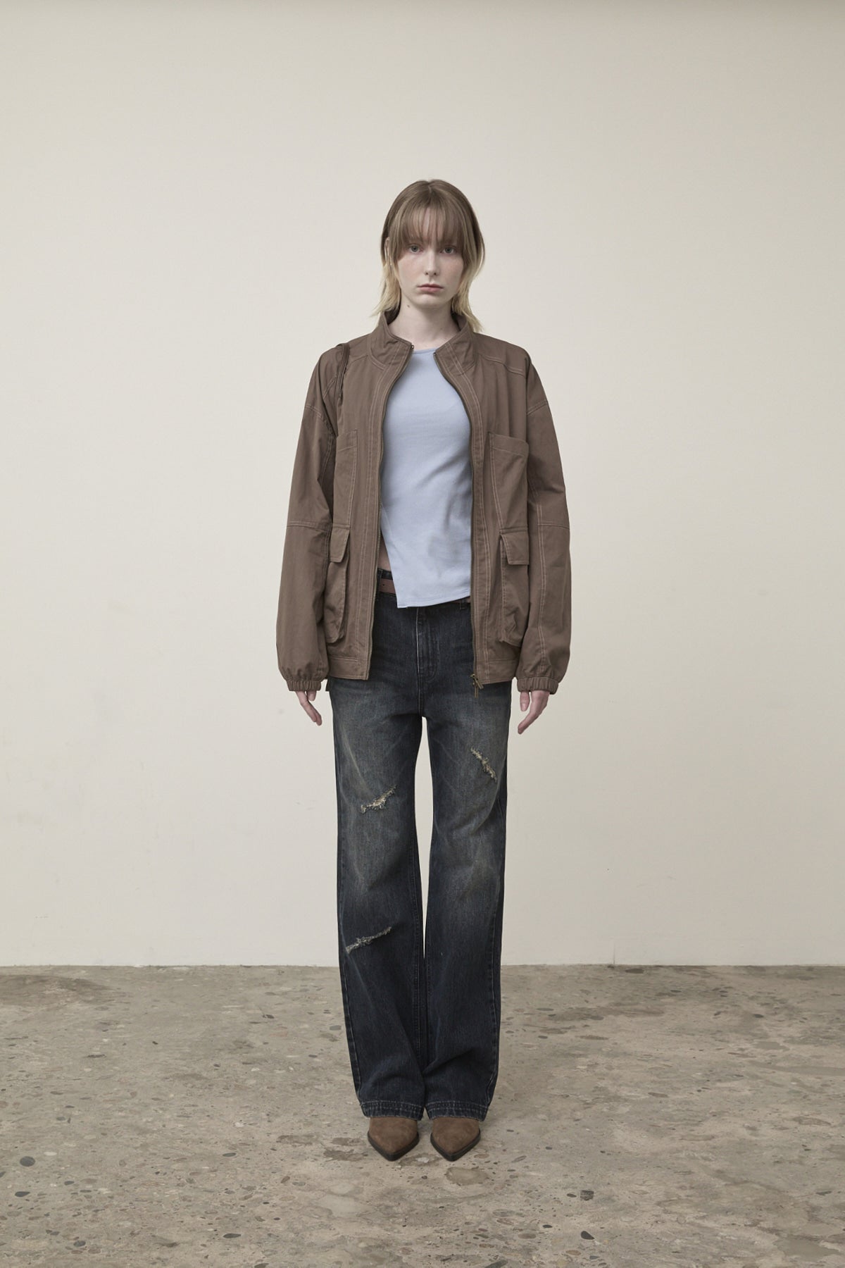 Matin Kim - Utility Bomber Jumper (Khaki Brown) product image 10 | TRAB K-Fashion Australia