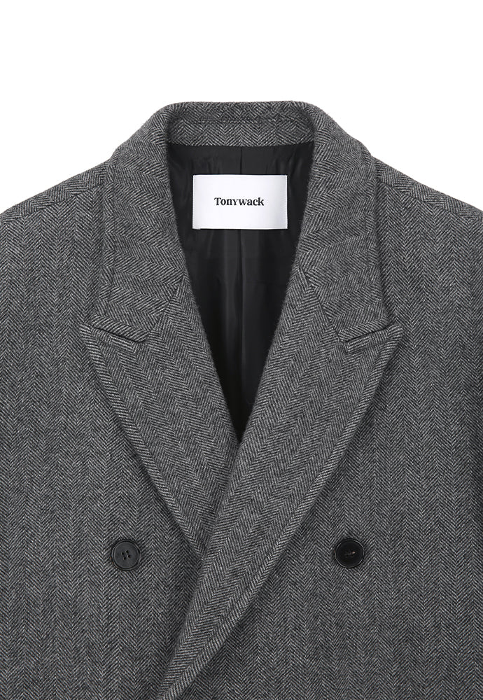 Tonywack - Double-Breasted Chesterfield Coat (Mid Grey Herringbone) product image 8 | TRAB K-Fashion Australia