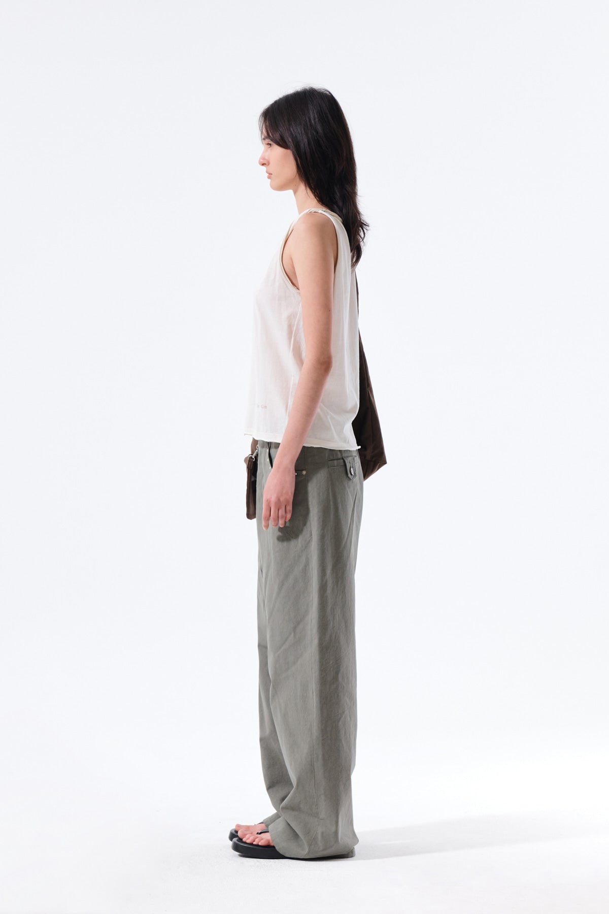 Matin Kim - Stud Point Color Denim Pants (Khaki) product image 7 | TRAB K-Fashion Australia