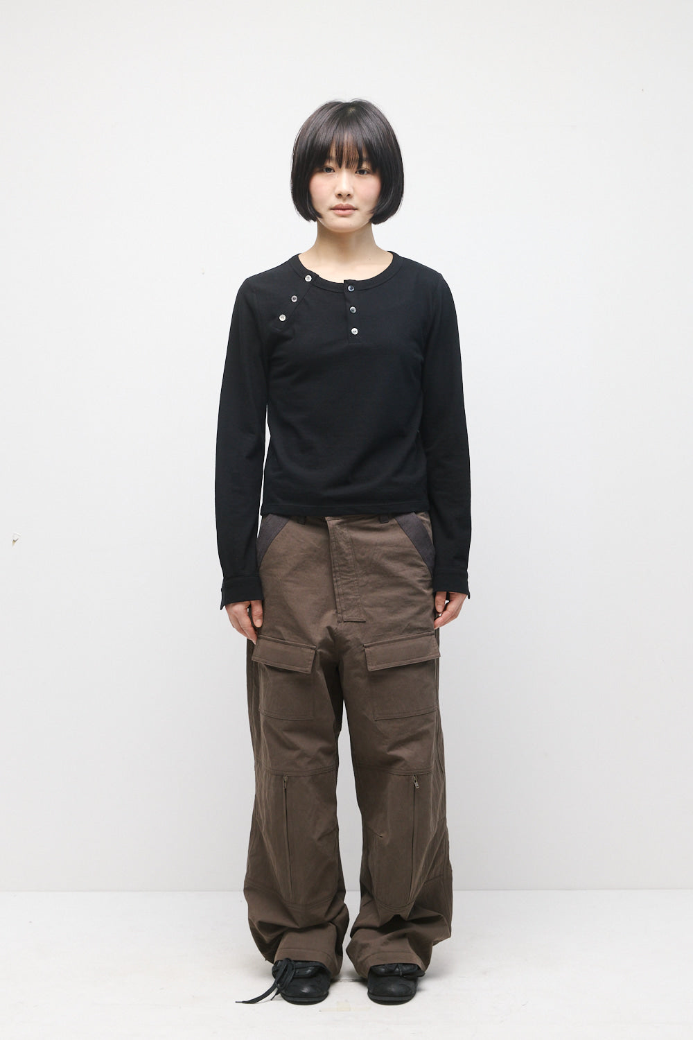 Hatchingroom - Triple Henley Neck Tee (Girl) (Black) product image 3 | TRAB K-Fashion Australia