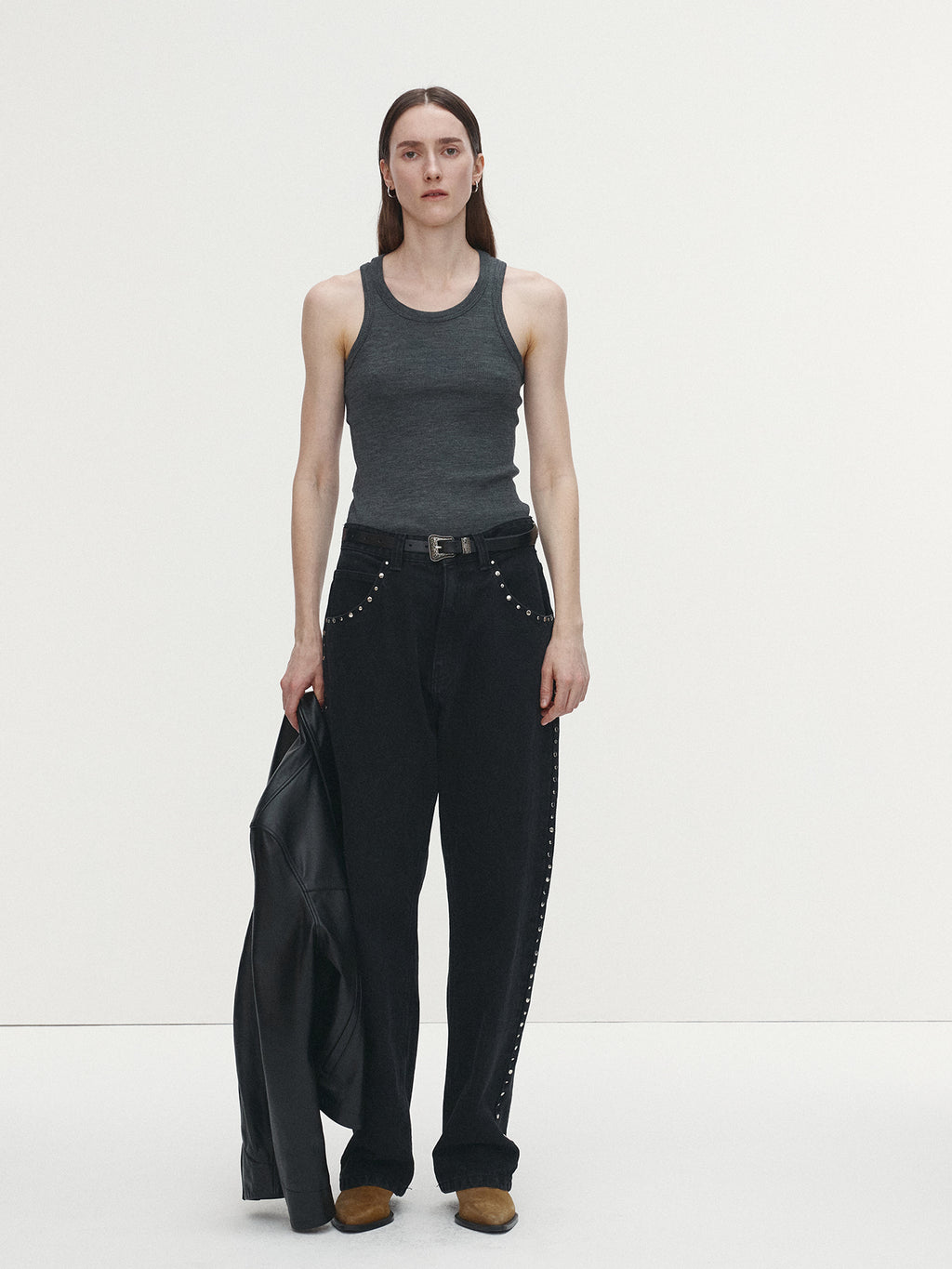 Tonywack - Super Fine Wool Ribbed Sleeveless Japanese Fabric (Charcoal) product image 1 | TRAB K-Fashion Australia