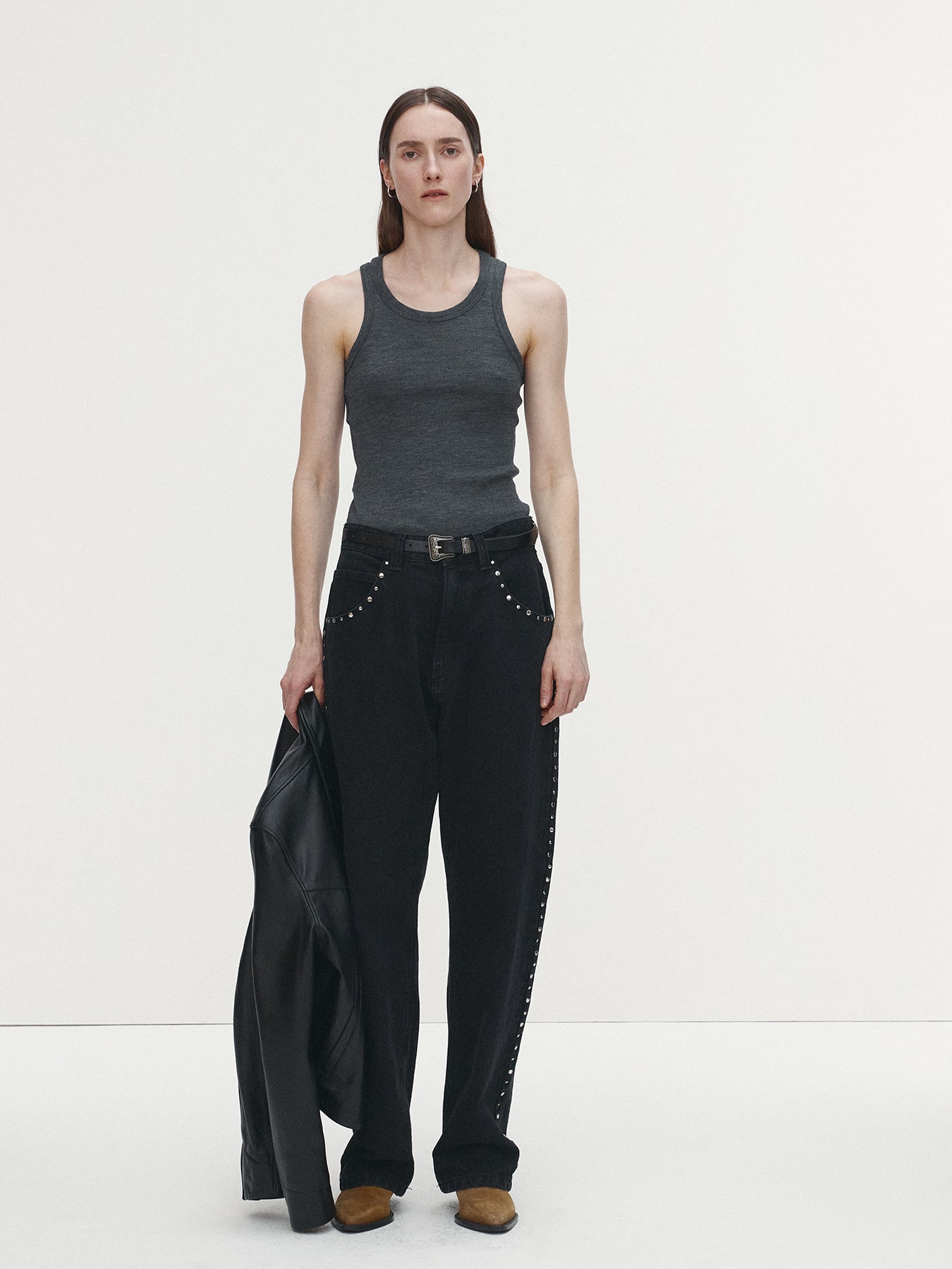 Tonywack - Super Fine Wool Ribbed Sleeveless Japanese Fabric (Charcoal) product image 1 | TRAB K-Fashion Australia
