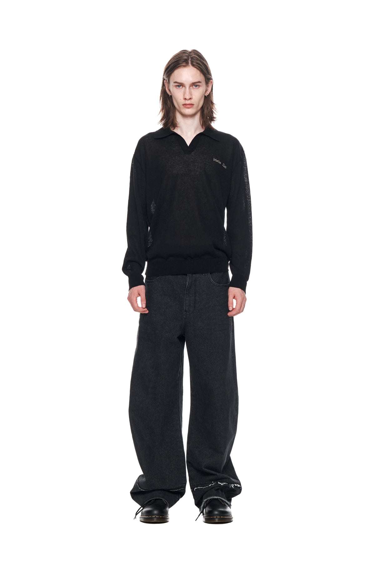 Matin Kim - Wide Cut Point Denim Pants (Black) product image 5 | TRAB K-Fashion Australia