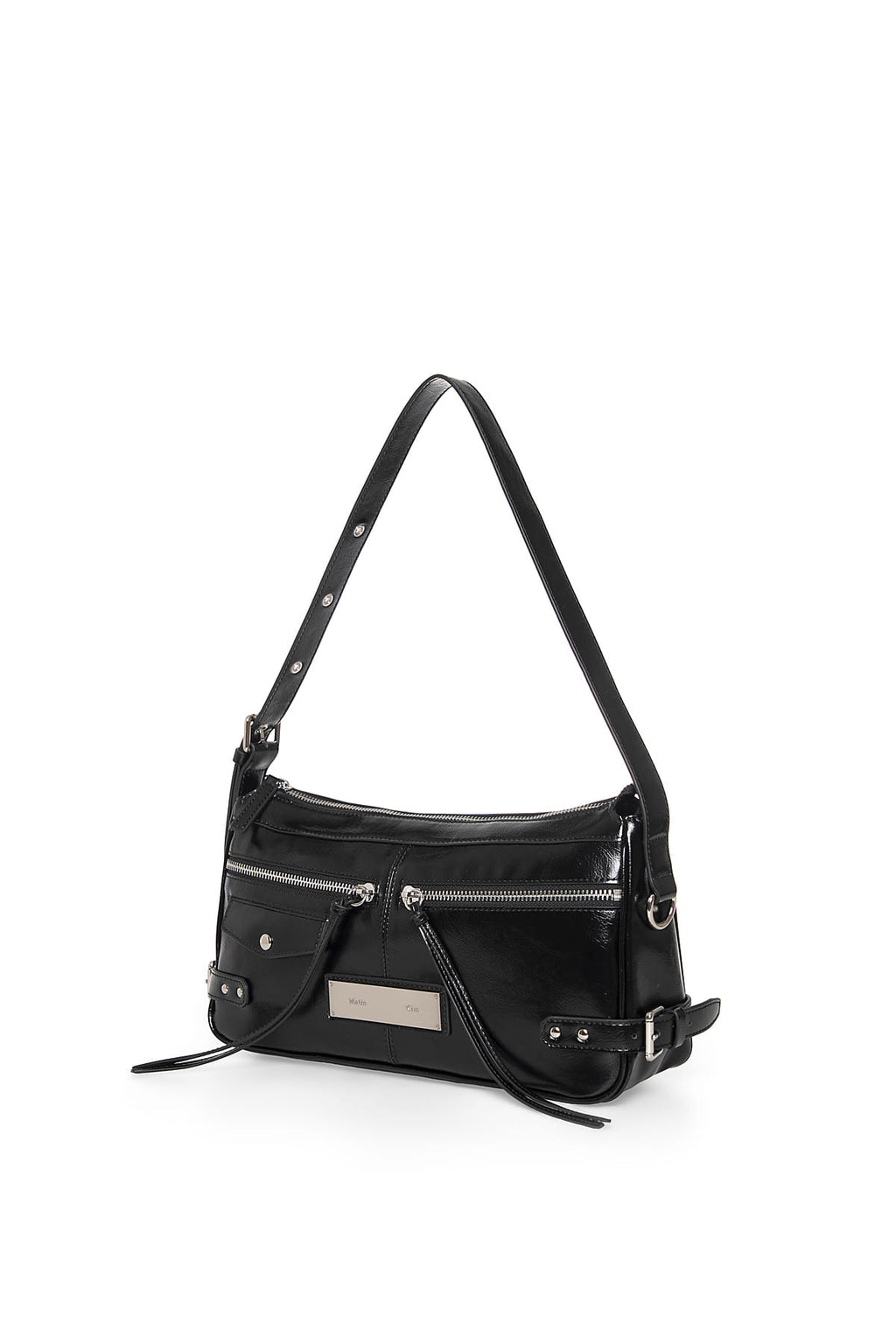 Matin Kim - Side Buckle Biker Shoulder Bag (Black) product image 6 | TRAB K-Fashion Australia