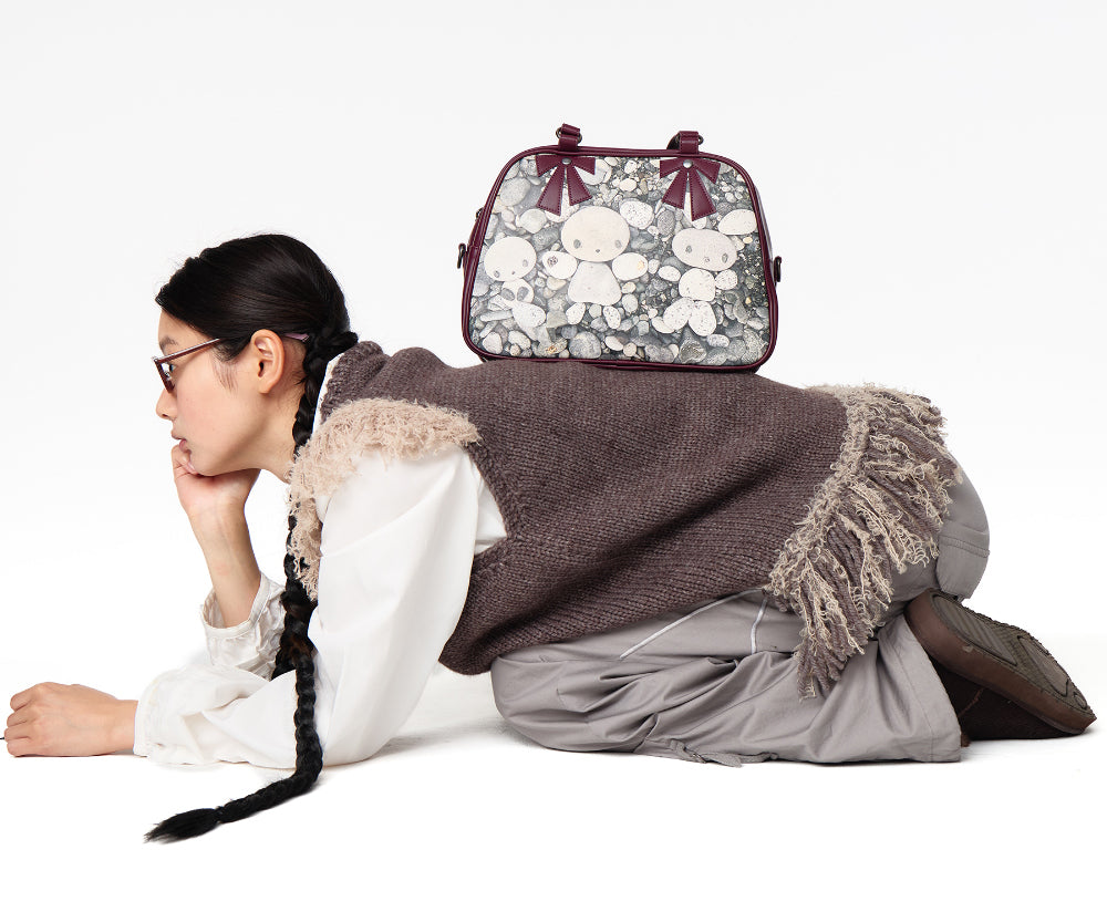 Coyseio - Pebble Friends Ribbon Bag (Plum Red) product image 3 | TRAB K-Fashion Australia
