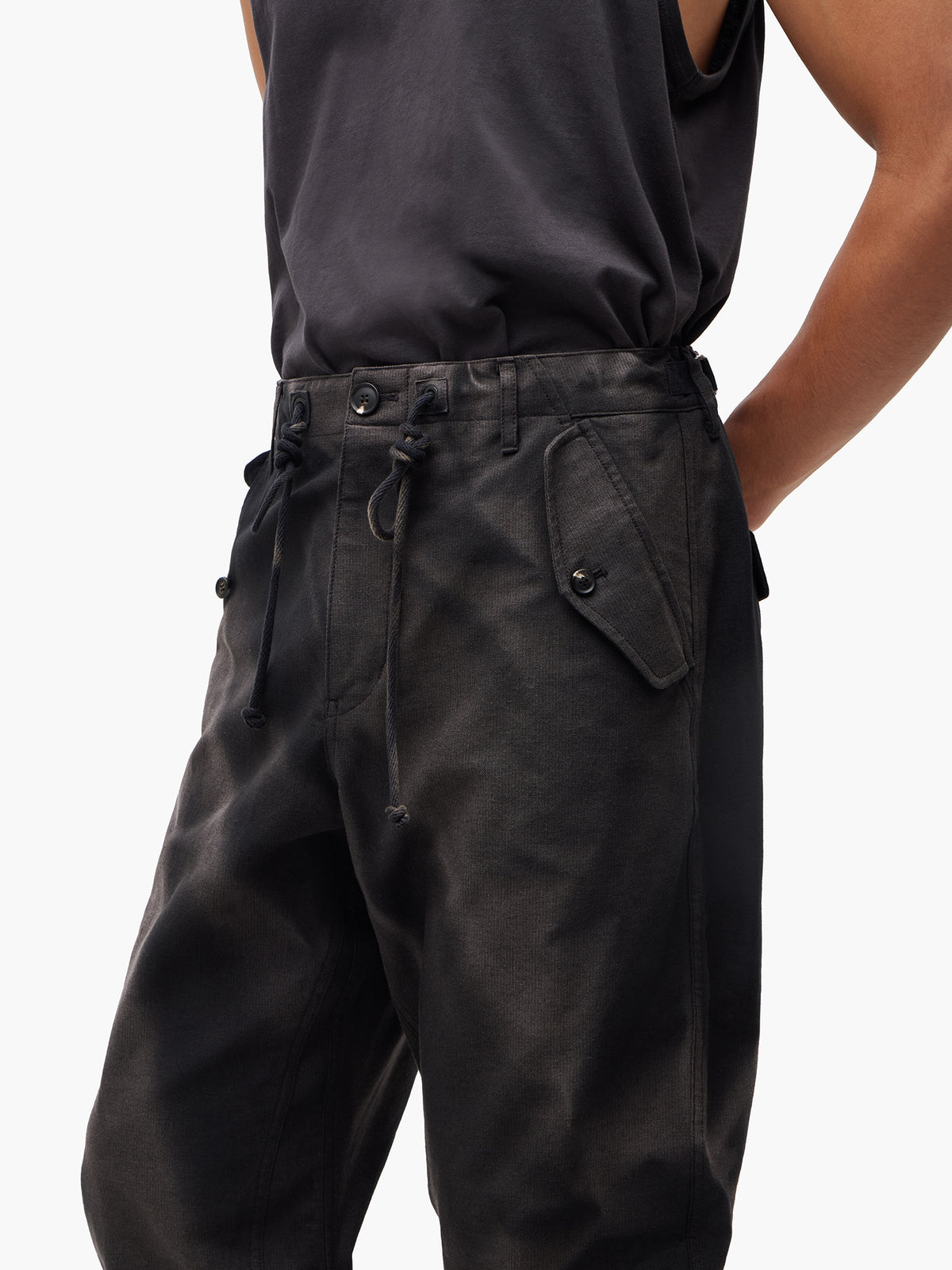 Jiyong Kim - Sun-Bleached Twisted Trousers (Black) product image 6 | TRAB K-Fashion Australia