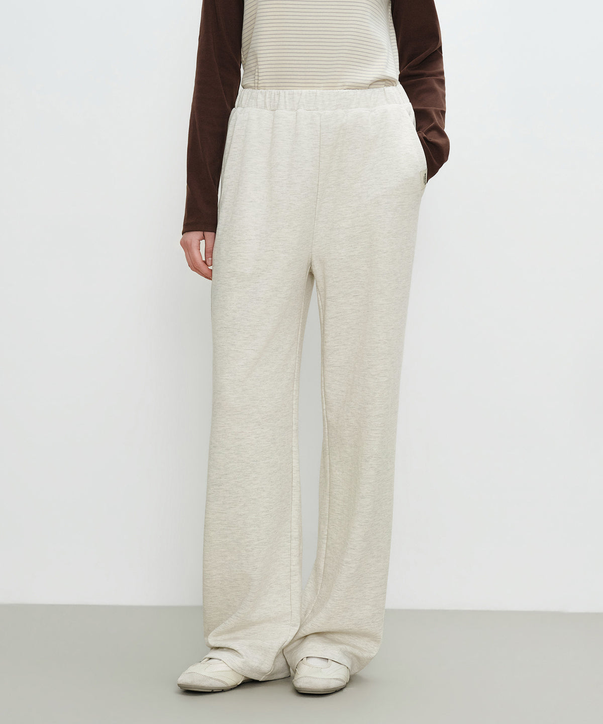 Marithe & Francois Girbaud - Basic Fold-over Sweat Pants (Oatmeal) product image 1 | TRAB K-Fashion Australia