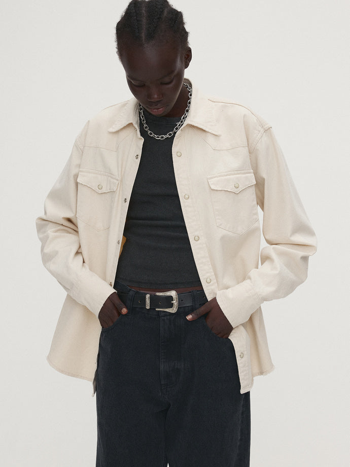 Tonywack - Washed Denim Distressed Western Shirt (Ecru) product image 5 | TRAB K-Fashion Australia