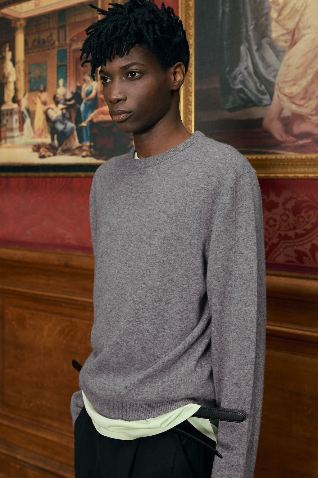 STU - Pin Tuck Round Neck Knit (Grey) product image 10 | TRAB K-Fashion Australia