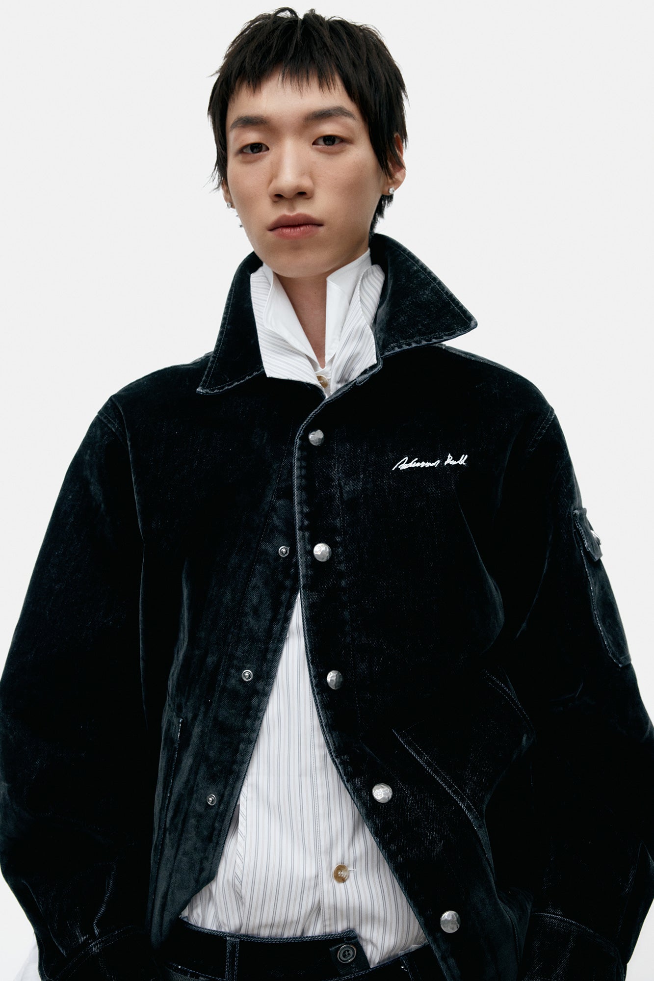 Andersson Bell - Padded Velvet Denim Shirt (Black) product image 7 | TRAB K-Fashion Australia