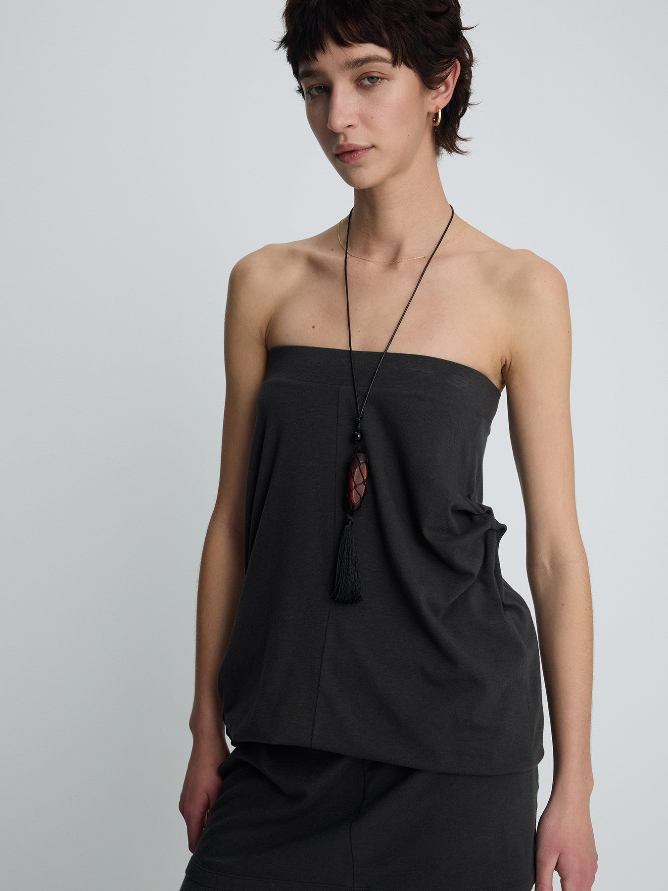 Tonywack - Soft Draped Drawstring Skirt (Charcoal) product image 10 | TRAB K-Fashion Australia