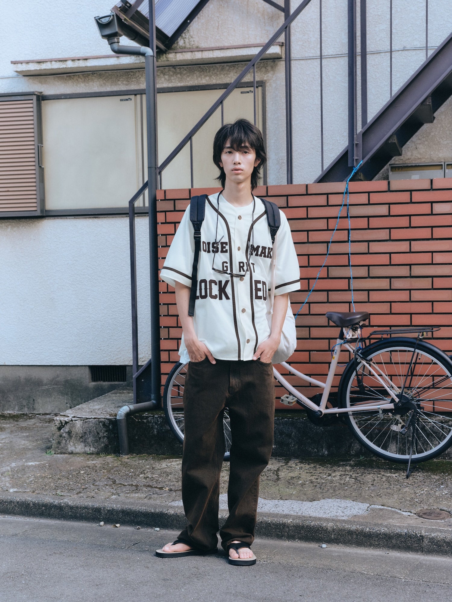 STU - Seersucker Baseball Shirt (Ivory) product image 6 | TRAB K-Fashion Australia