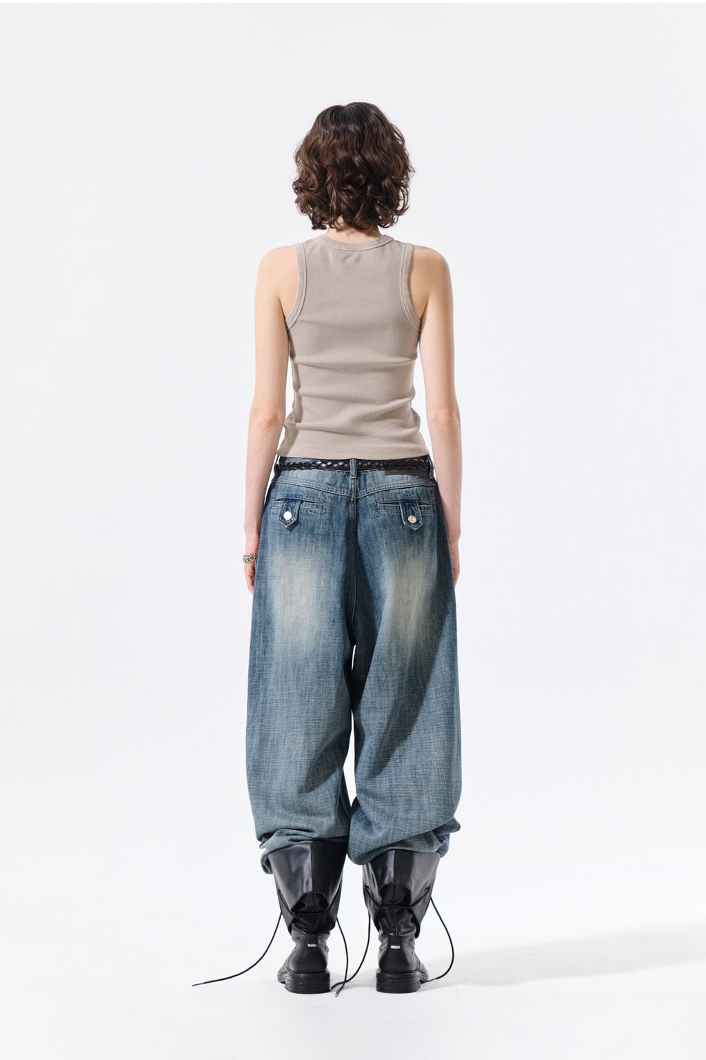 Matin Kim - Distressed Sleeveless Logo Top (Beige) product image 7 | TRAB K-Fashion Australia
