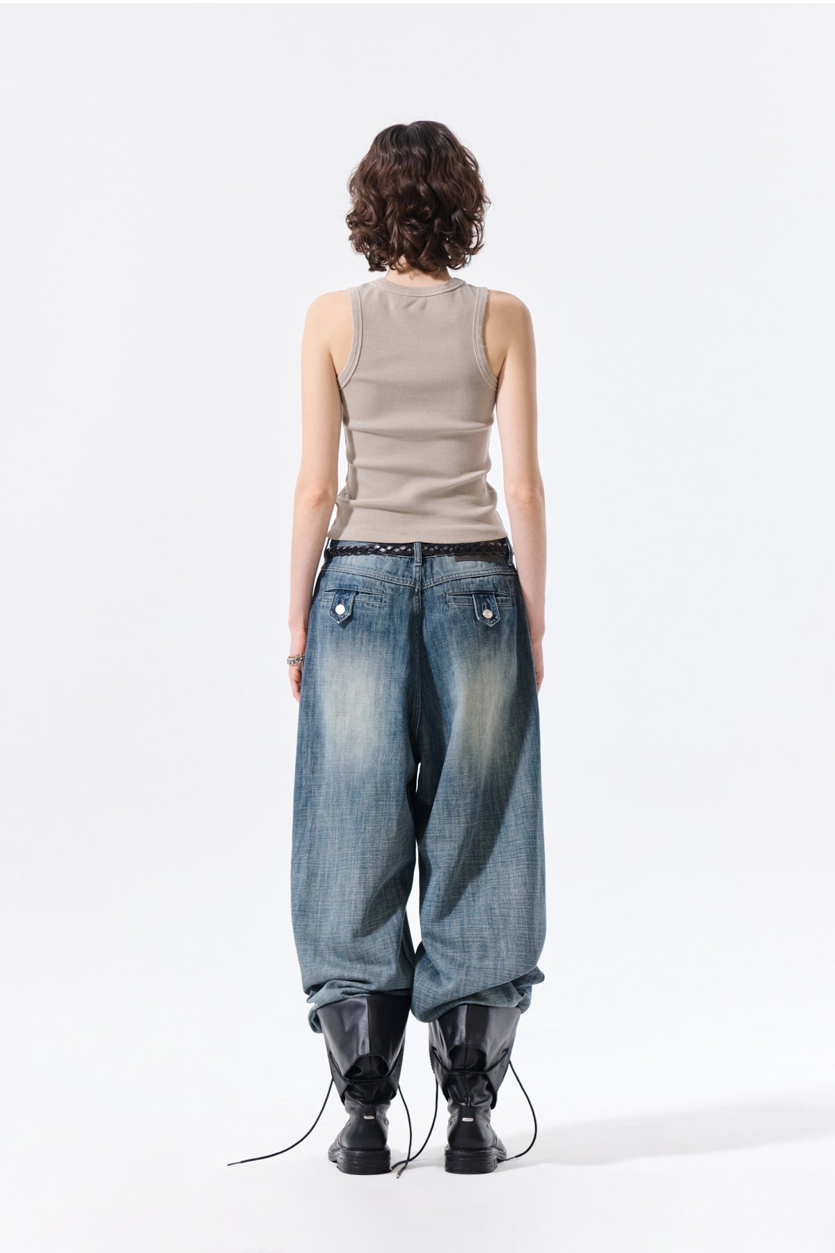 Matin Kim - Distressed Sleeveless Logo Top (Beige) product image 7 | TRAB K-Fashion Australia