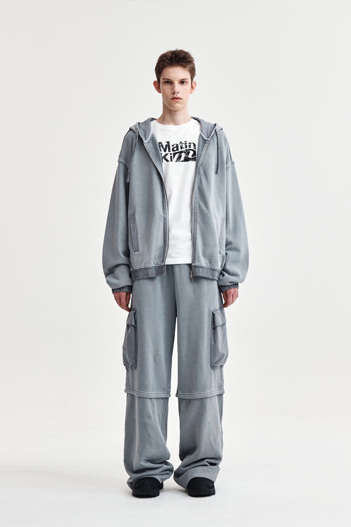 Matin Kim - [Pre-Order – Ships November 5] Pigment Dyed Cargo Pants (Light Grey) product image 11 | TRAB K-Fashion Australia