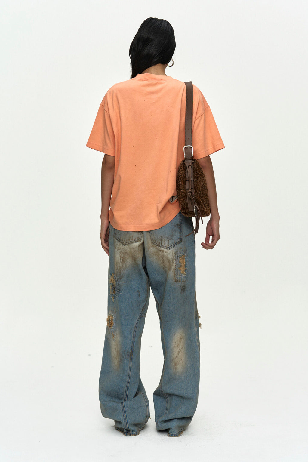 Andersson Bell - (essential) Unisex Spray Washed Heart Message T-Shirt (Orange) product image 5 | TRAB K-Fashion Australia