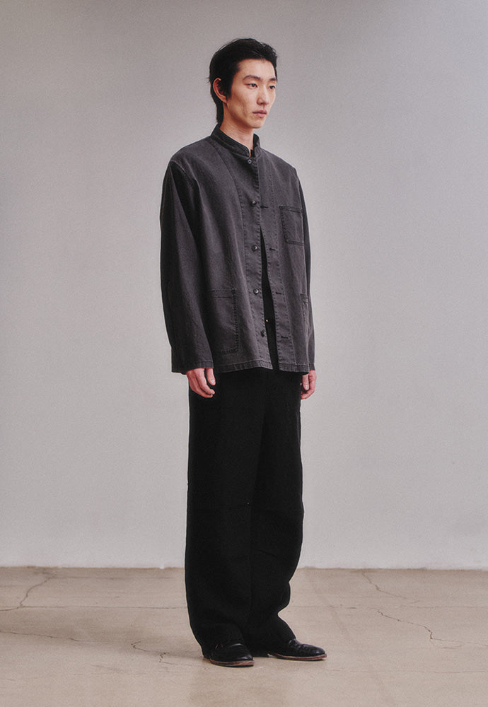Art if acts - Linen Oriental Band Collar Jacket (Black) product image 4 | TRAB K-Fashion Australia