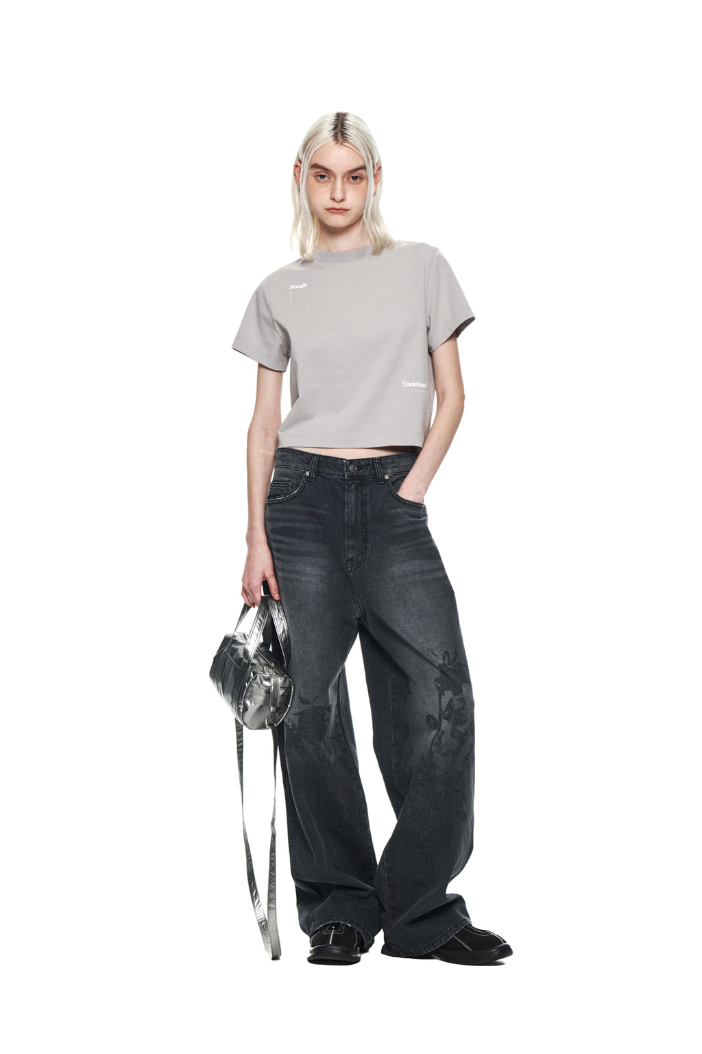 Matin Kim - Keyword Lettering Crop Top (Light Grey) product image 8 | TRAB K-Fashion Australia