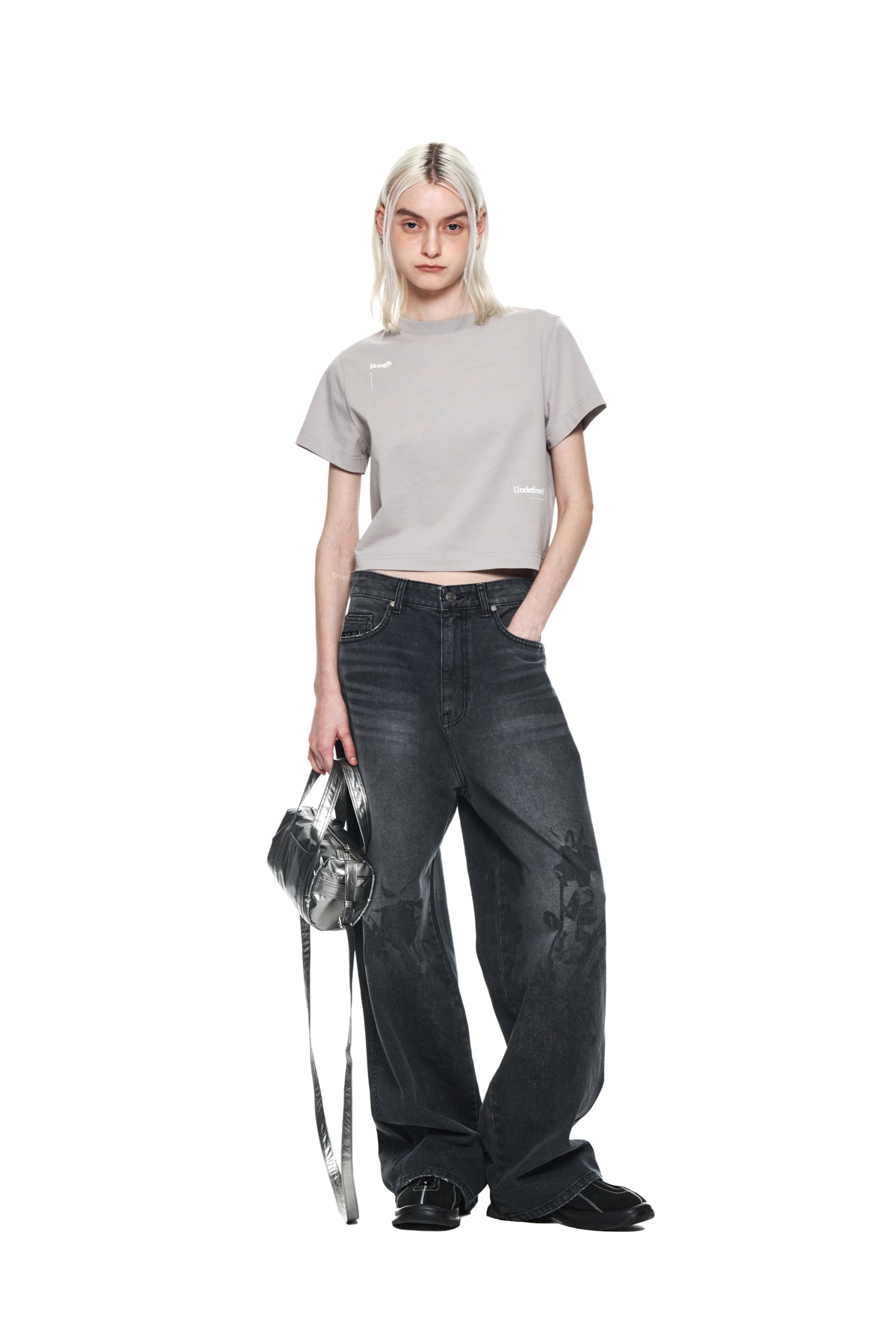 Matin Kim - Keyword Lettering Crop Top (Light Grey) product image 8 | TRAB K-Fashion Australia