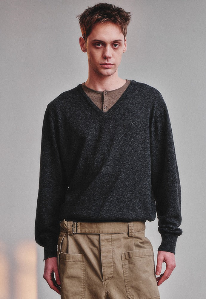 Art if acts - Union Henley (Charcoal/Mud) product image 1 | TRAB K-Fashion Australia