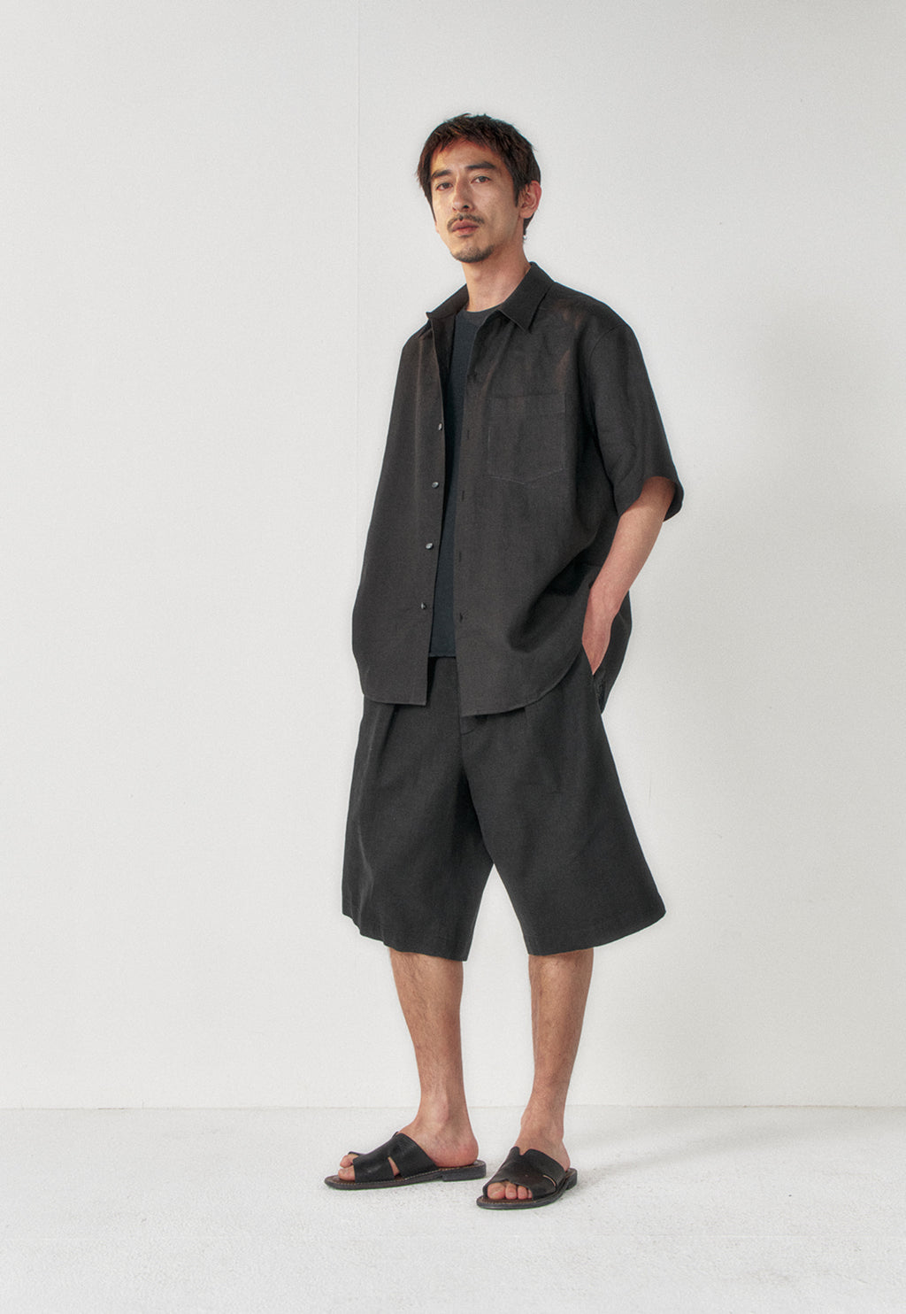 Art if acts - Washed Linen Bermuda Shorts (Black) product image 5 | TRAB K-Fashion Australia