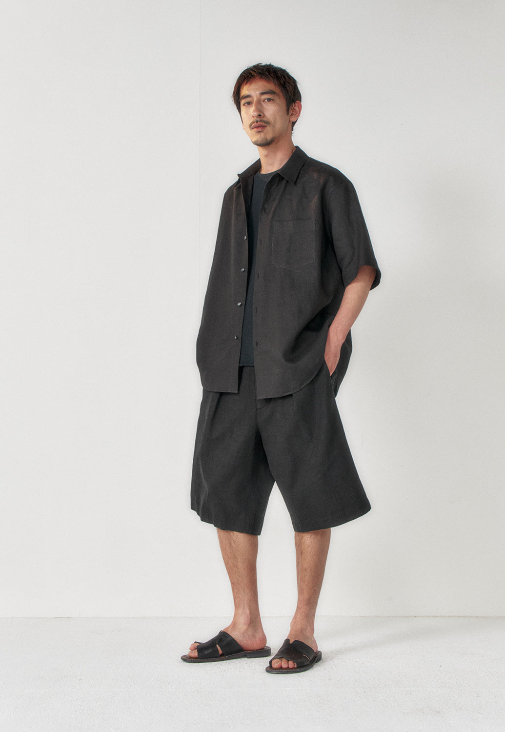Art if acts - Washed Linen Bermuda Shorts (Black) product image 5 | TRAB K-Fashion Australia