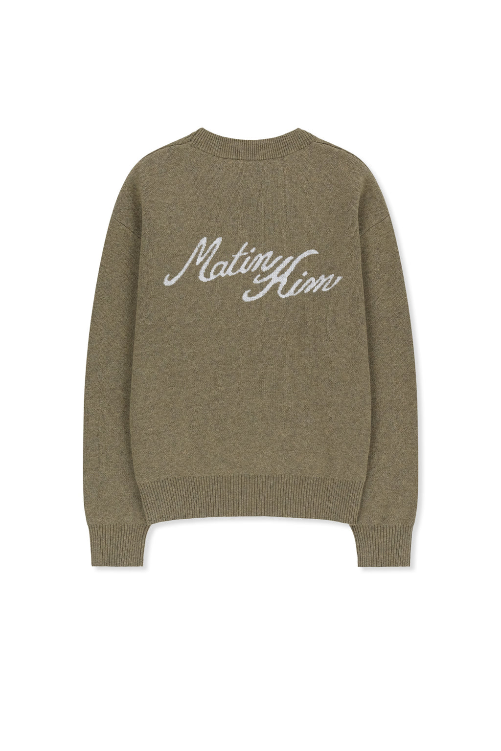 Matin Kim - Calligraphy Back Logo Knit Pullover (Khaki) product image 3 | TRAB K-Fashion Australia