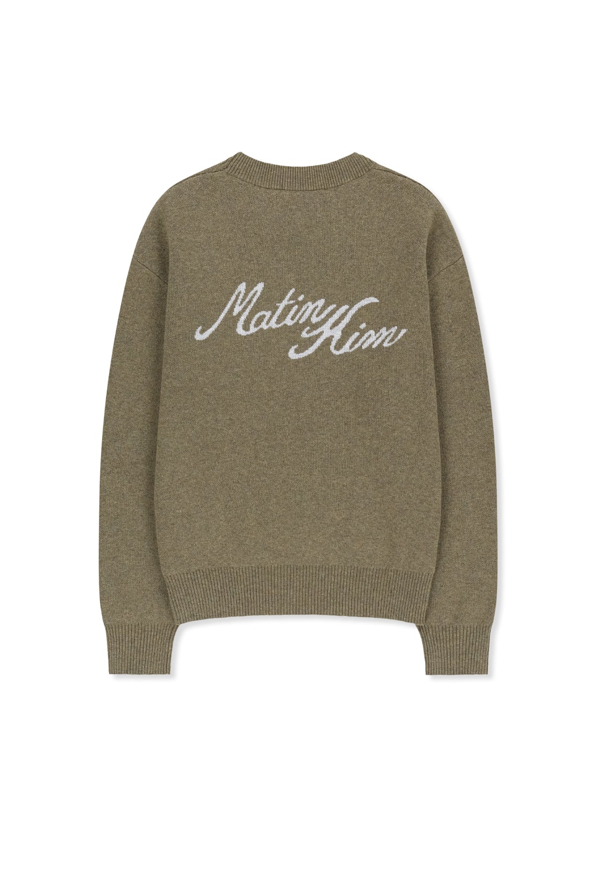 Matin Kim - Calligraphy Back Logo Knit Pullover (Khaki) product image 3 | TRAB K-Fashion Australia