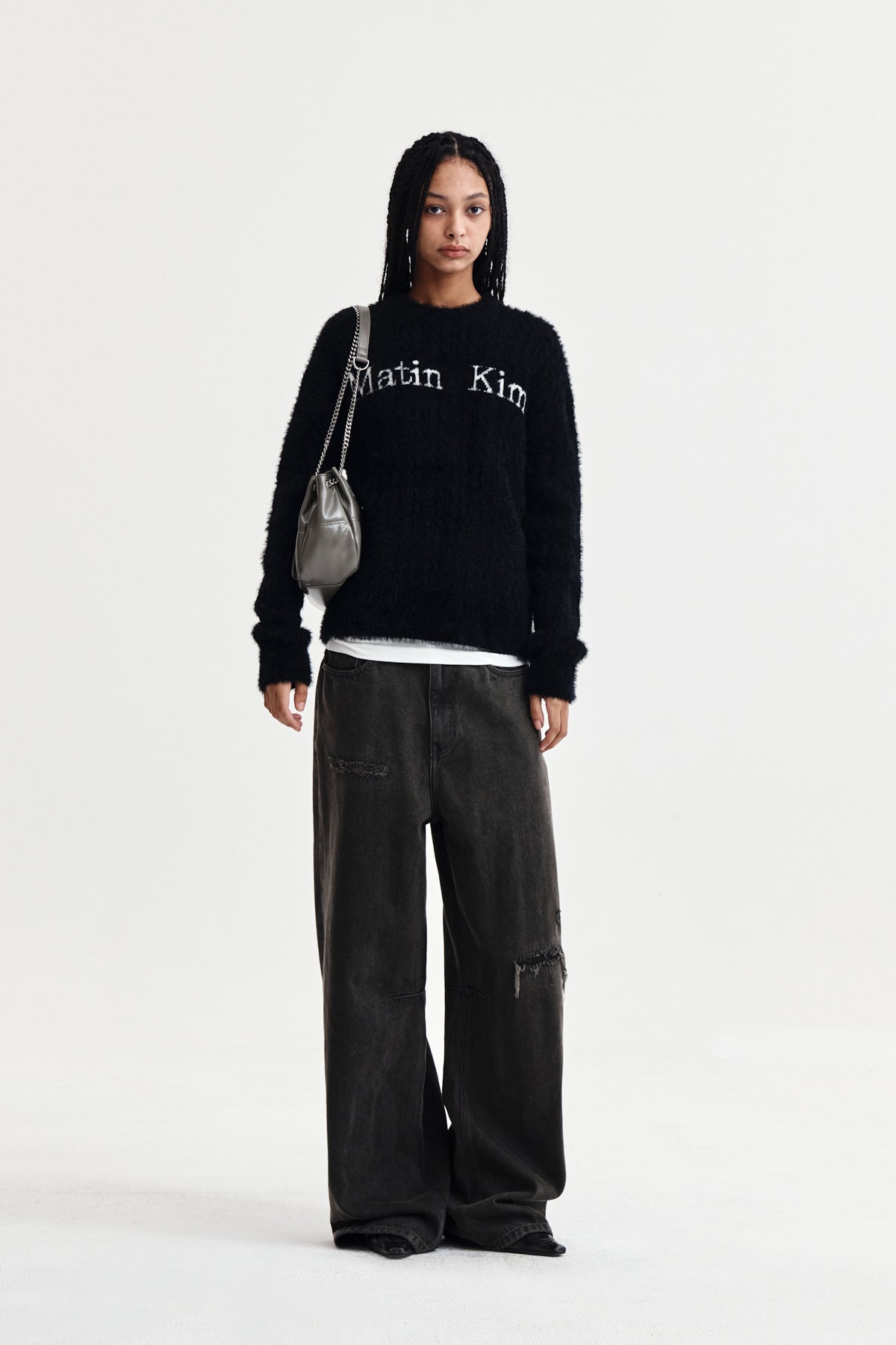 Matin Kim - Hairy Cable Knit Pullover (Black) product image 9 | TRAB K-Fashion Australia