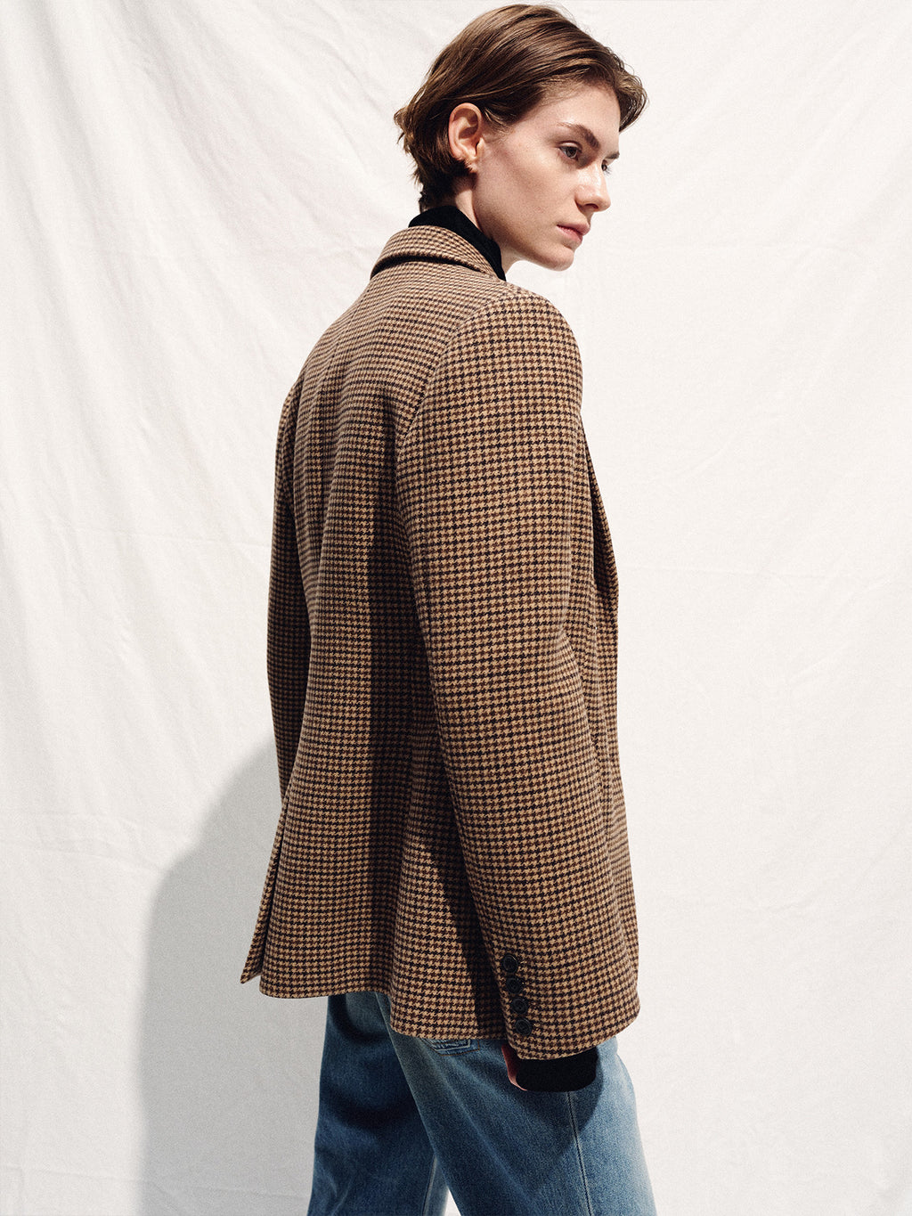 Tonywack - Wool Houndstooth Single Breasted Jacket (Brown Check) product image 7 | TRAB K-Fashion Australia