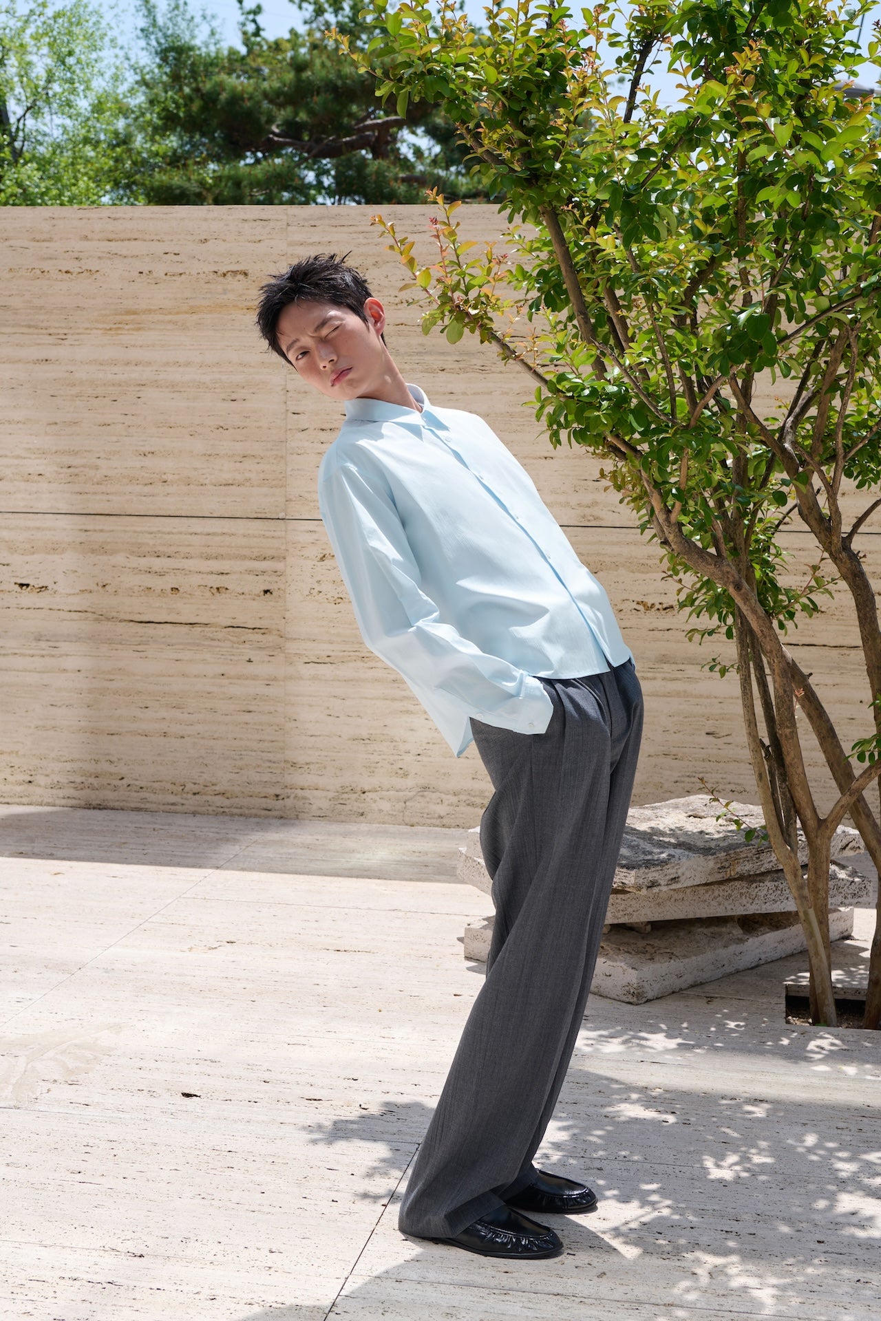 STU - 2 Tuck Crease Slacks (Charcoal) product image 1 | TRAB K-Fashion Australia