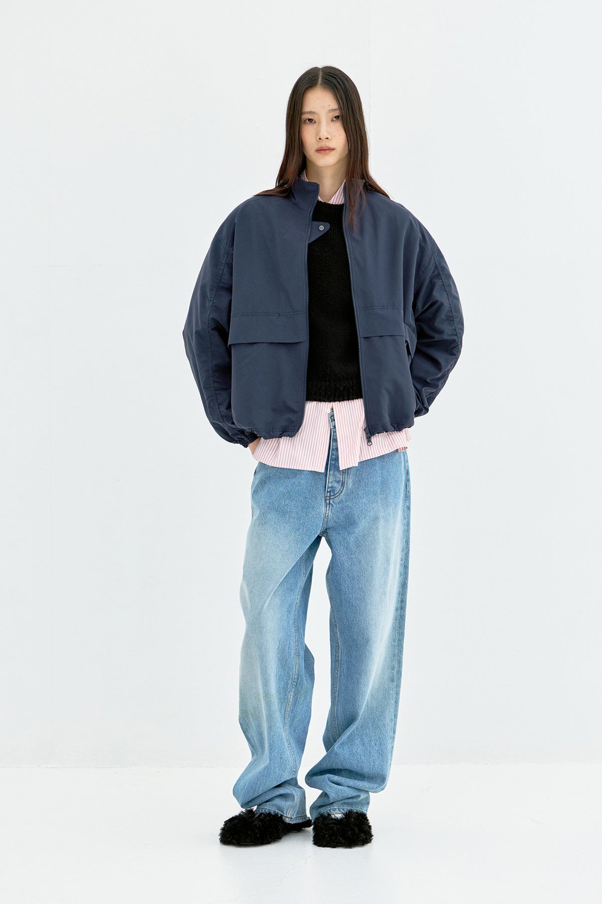 Coor - Soft Shirring Windbreaker (Dark Navy) product image 2 | TRAB K-Fashion Australia