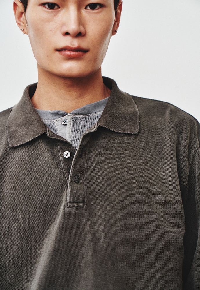 Art if acts - Damaged Pique Polo Shirt (Faded Charcoal) product image 6 | TRAB K-Fashion Australia