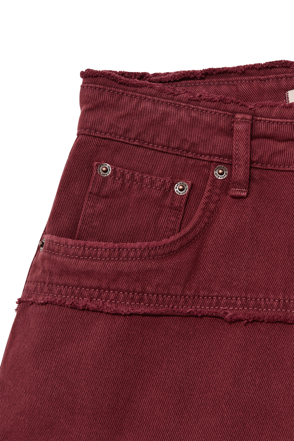 Matin Kim - Cut Line Point Denim Shorts (Red) product image 4 | TRAB K-Fashion Australia