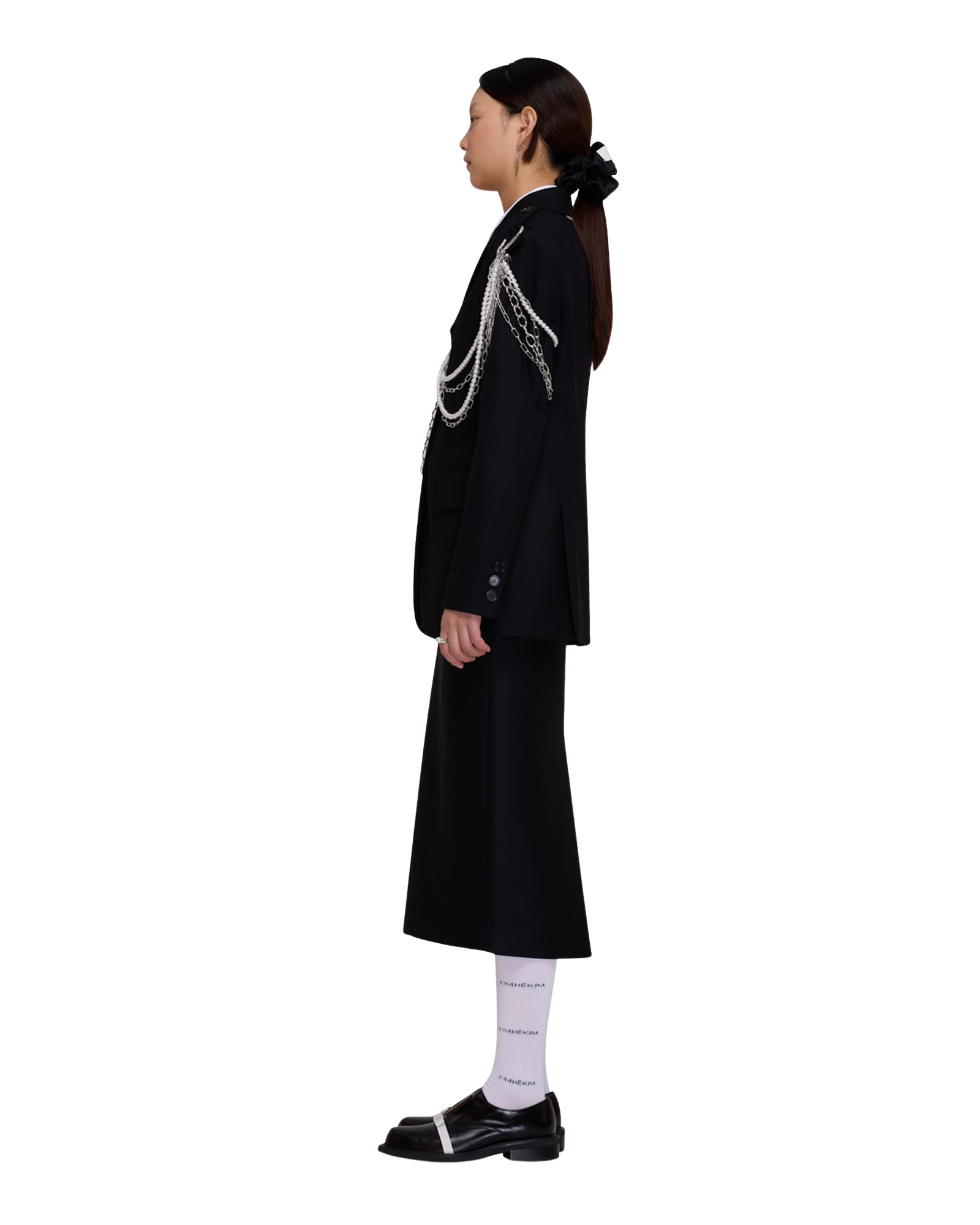 Kimhe Kim - Detachable Pearl Chain Single Jacket (Black) product image 3 | TRAB K-Fashion Australia
